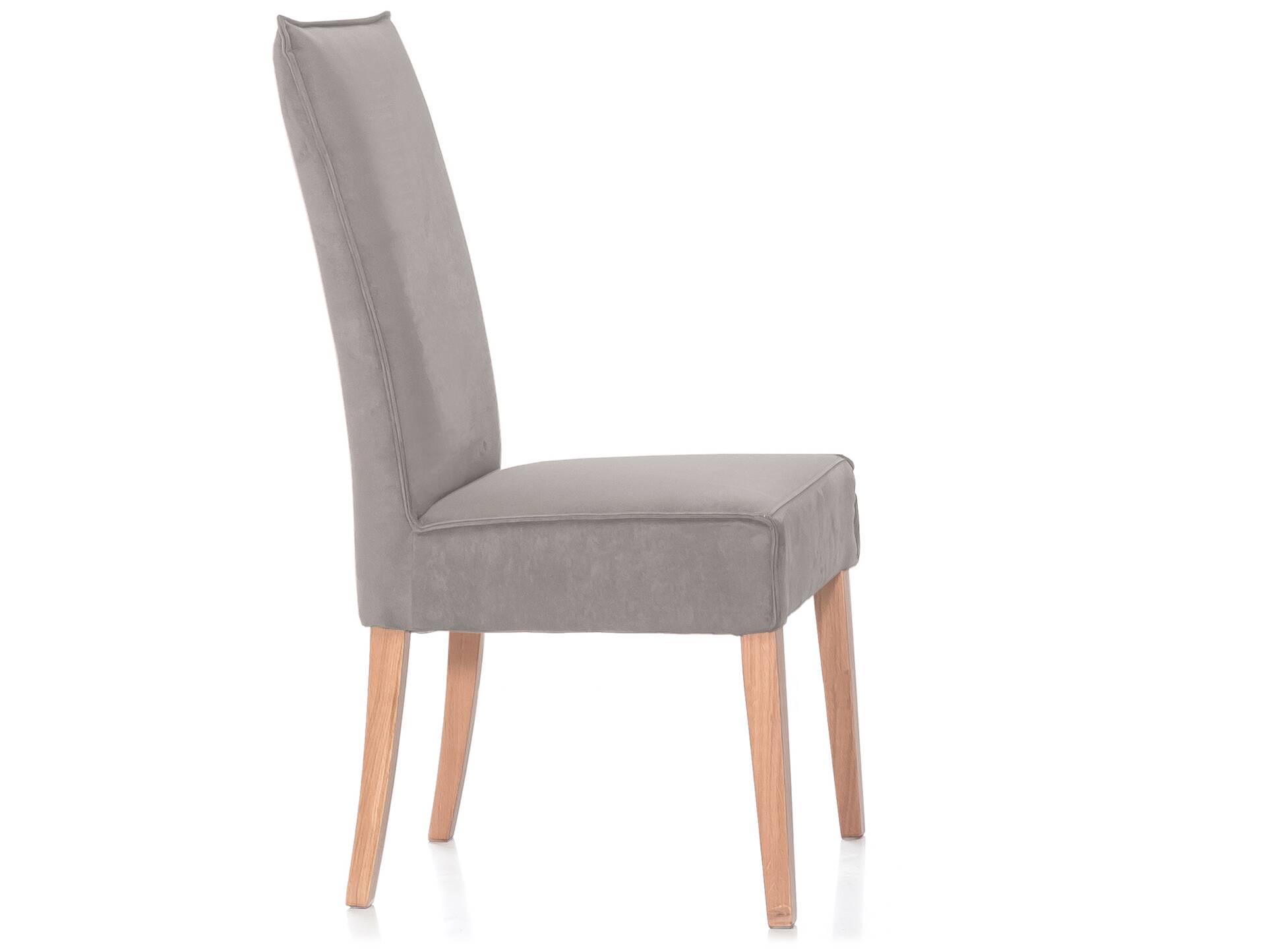 KARI Polsterstuhl / Hochlehner mit Komfortsitz, Material Kunstfaser Nubukoptik/Massivholz Buche | silvercreme