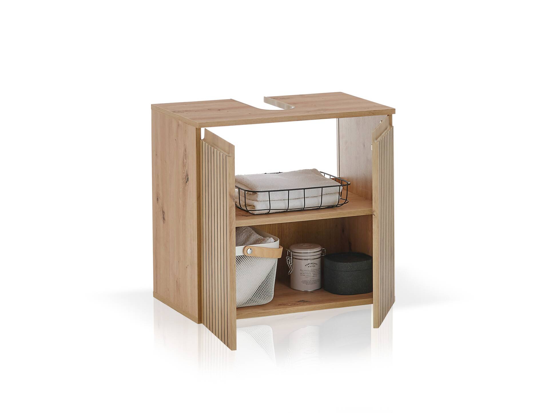 ASKINO Waschbeckenunterschrank I, Material Dekorspanplatte, Artisan Eiche Nachbildung 