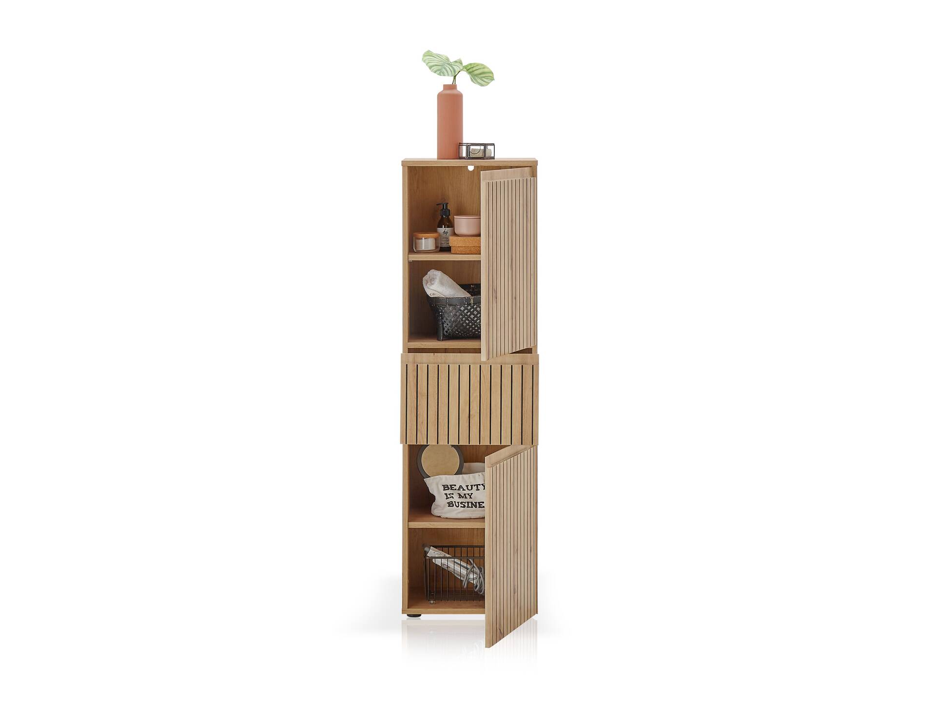ASKINO Hochkommode fürs Badezimmer, Material Dekorspanplatte, Artisan Eiche Nachbildung 