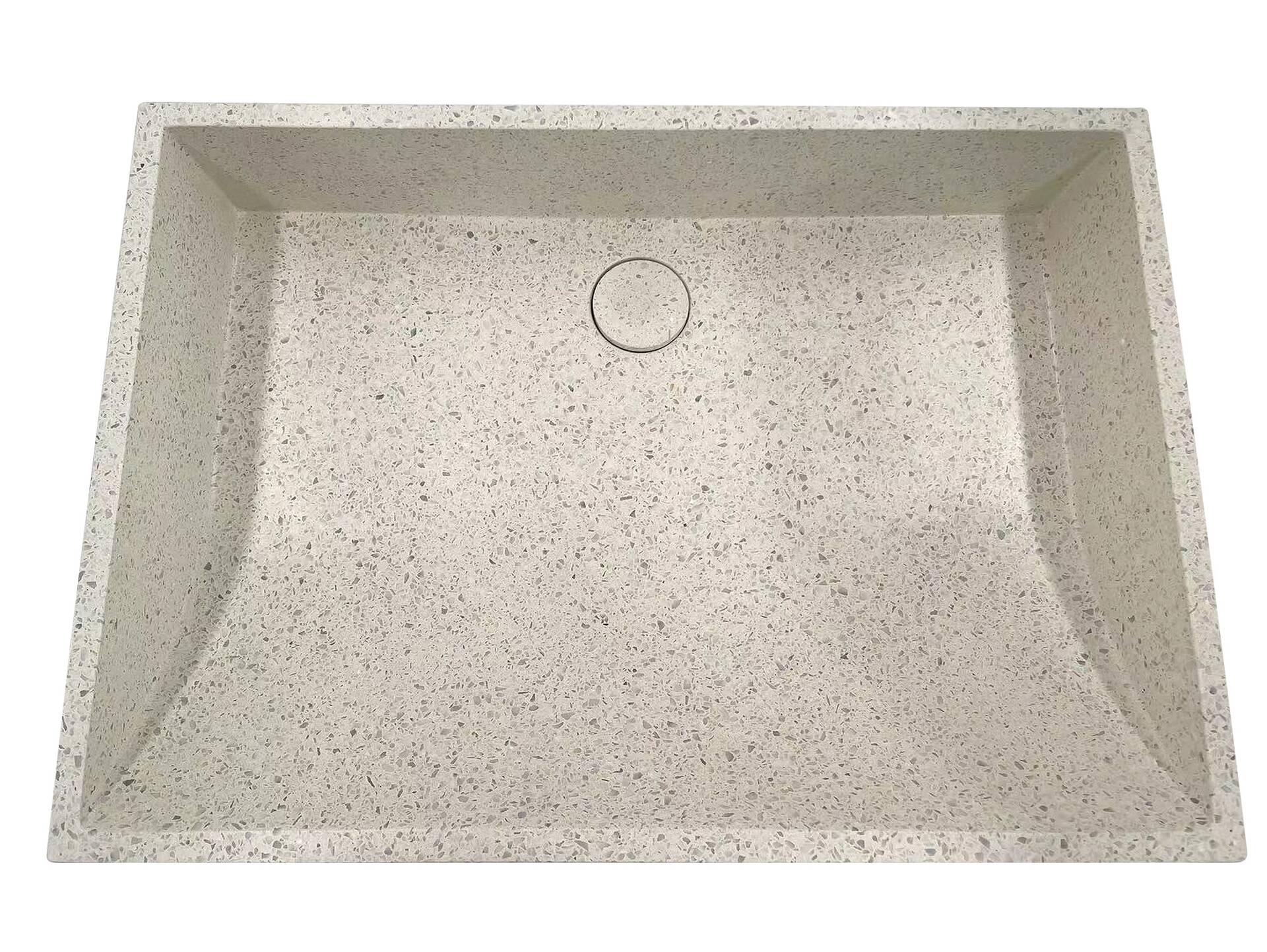 MINOS Aufsatzwaschbecken, Material Terrazzo, rechteckig weiss