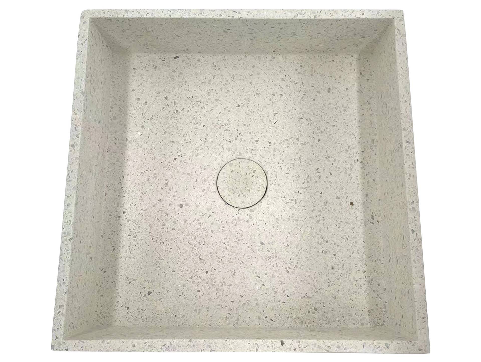 SOMAN Aufsatzwaschbecken, Material Terrazzo, quadratisch weiss