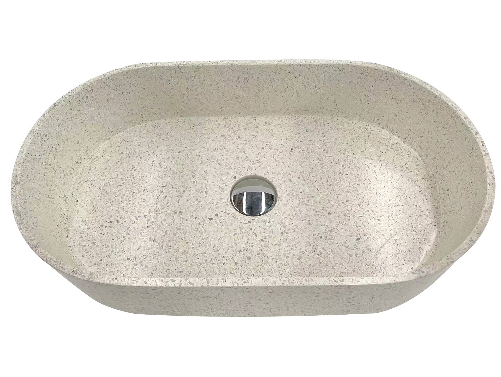 KAIKO Aufsatzwaschbecken, Material Terrazzo, oval weiss