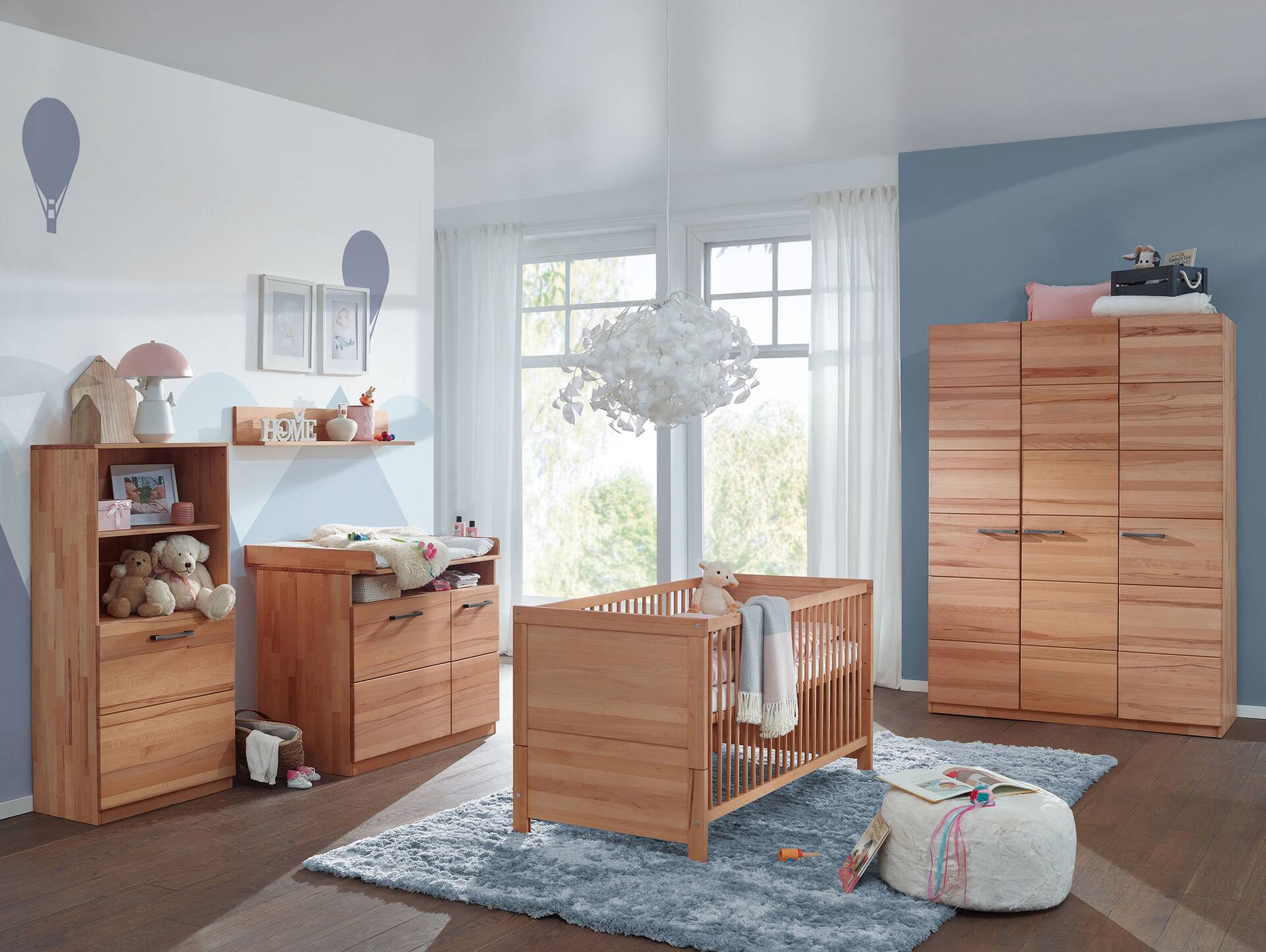 KIMA 5-teiliges Babyzimmer, Material Massivholz, Kernbuche geölt 