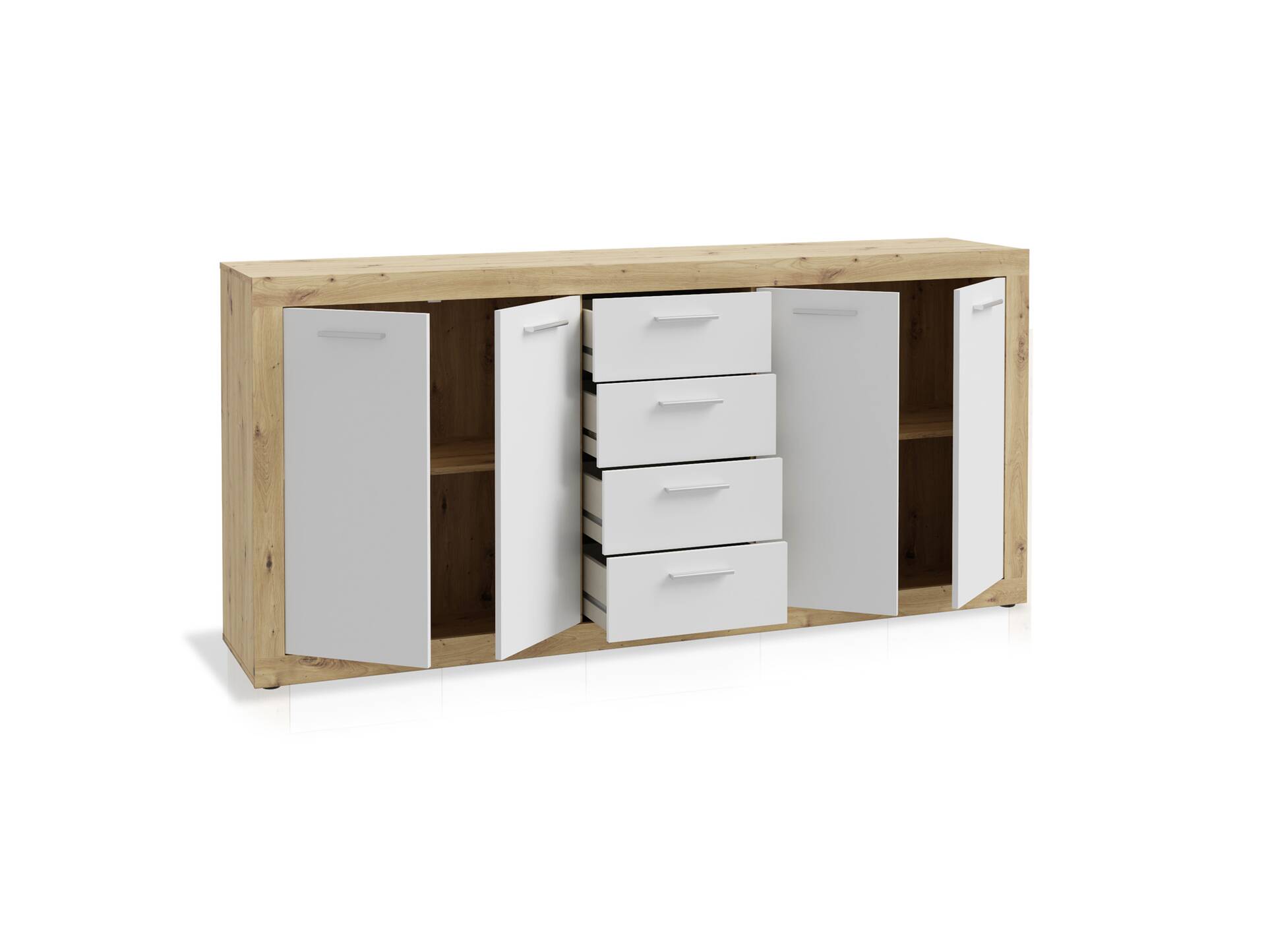 BEGGY Sideboard, Material Dekorspanplatte, Artisan Eiche Nachbildung/weiss 