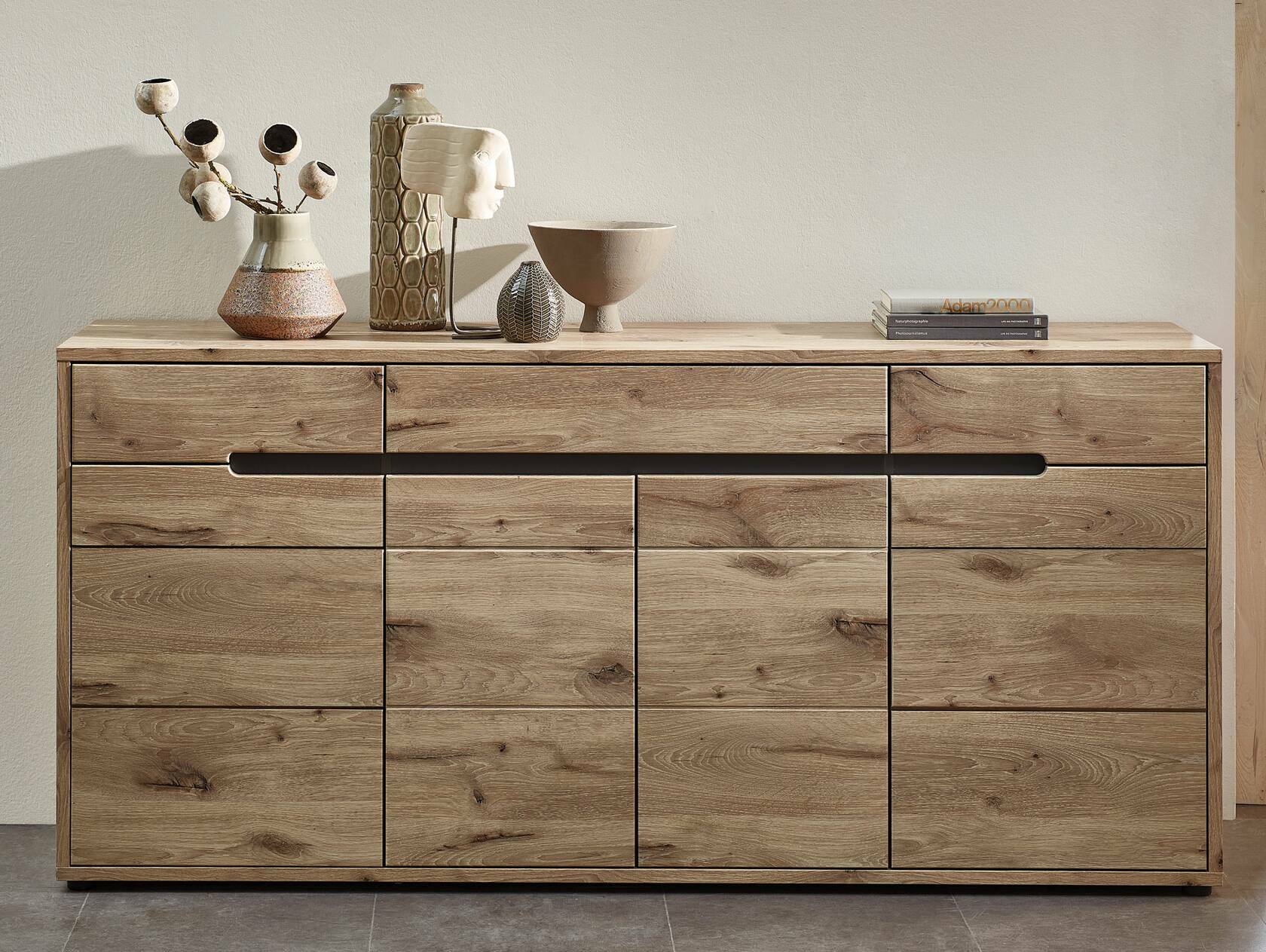 BARCO Sideboard, Material Dekorspanplatte, Eiche Nachbildung / graphitfarbig 