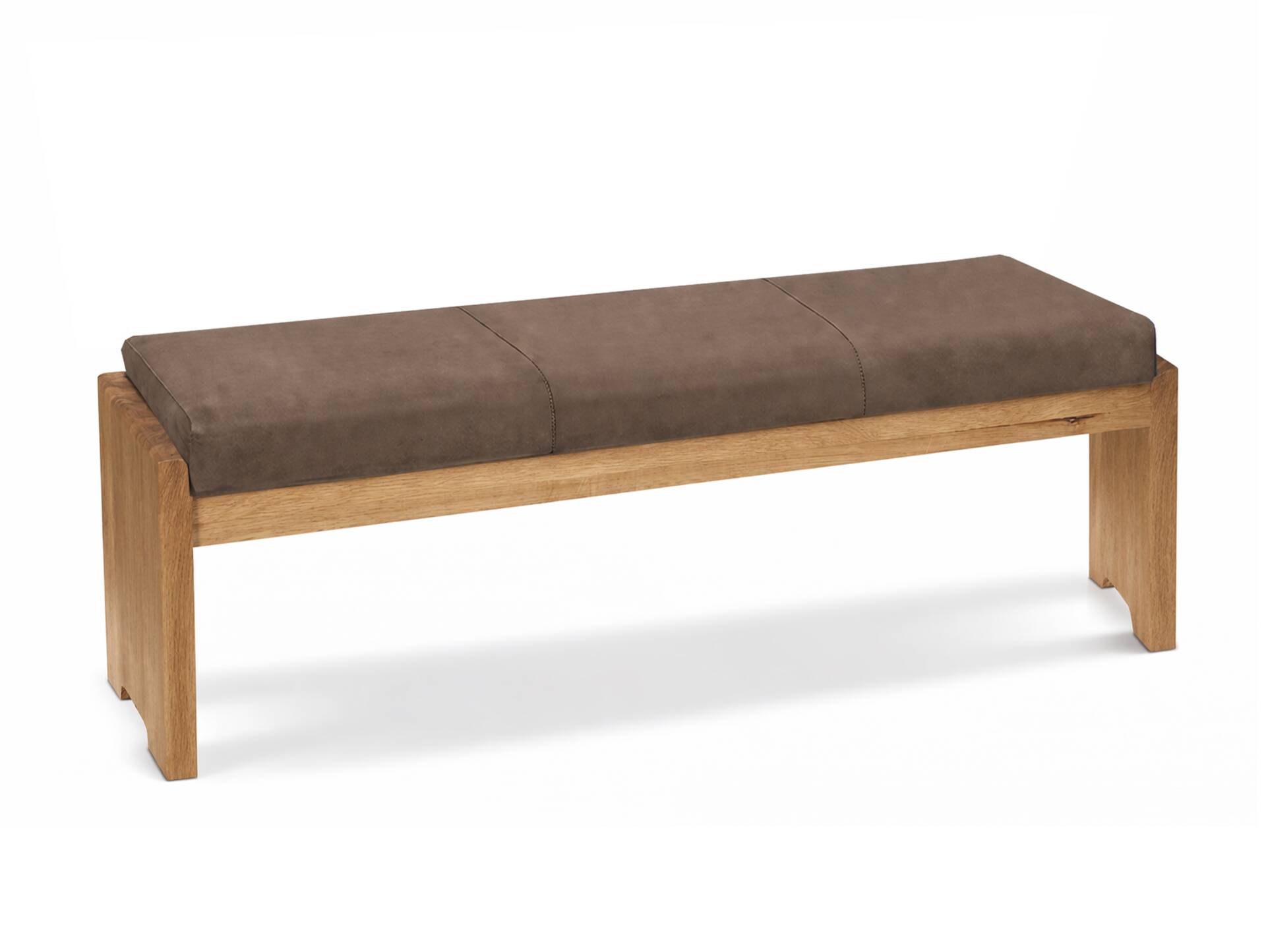 BERGAMO Sitzbank/Truhenbank aus Eiche, Material Massivholz/Bezug Mikrofaser 130 cm | ohne Rückenlehne | braun