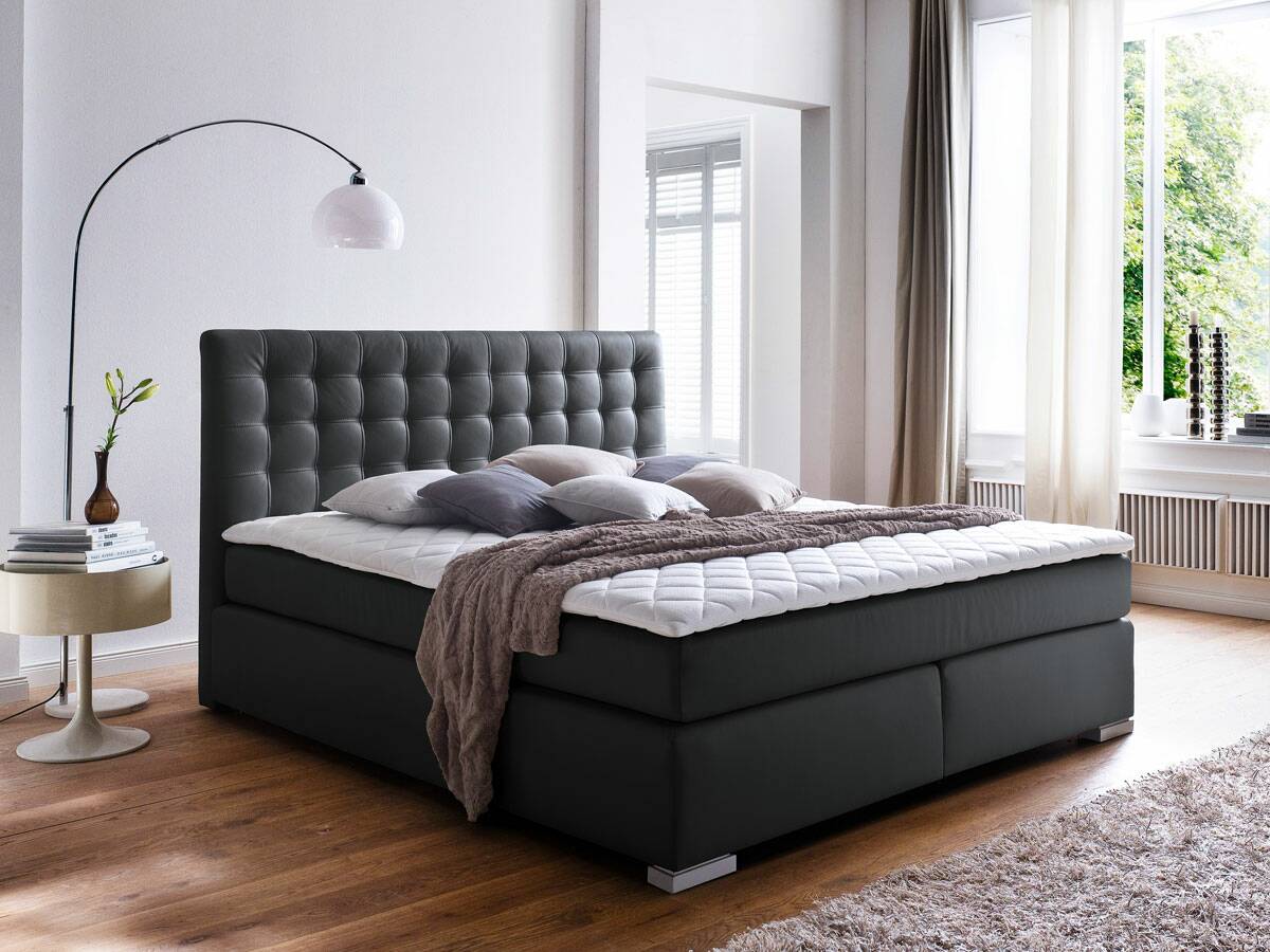 ISABELL Boxspringbett 140 x 200 cm | schwarz | Härtegrad 4