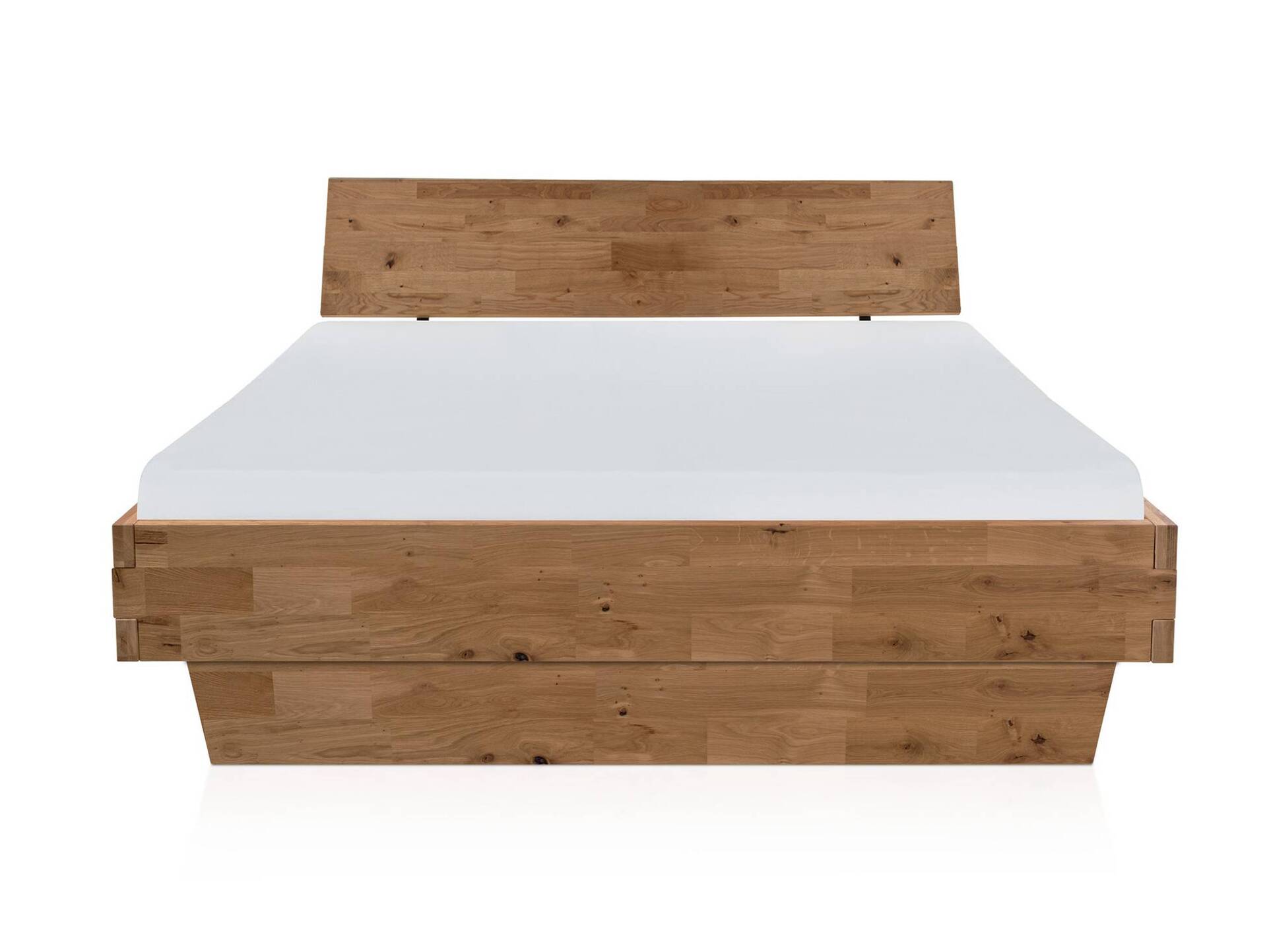 CORDINO Wangenbett aus Eiche, Material Massivholz, mit/ohne Kopfteil 160 x 200 cm | Eiche unbehandelt | gebürstet | mit Kopfteil