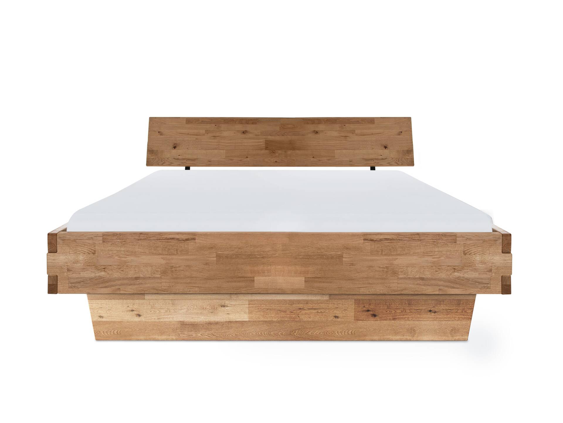 CORDINO Wangenbett aus Eiche, Material Massivholz, mit/ohne Kopfteil 90 x 220 cm | Eiche unbehandelt | gehackt | mit Kopfteil
