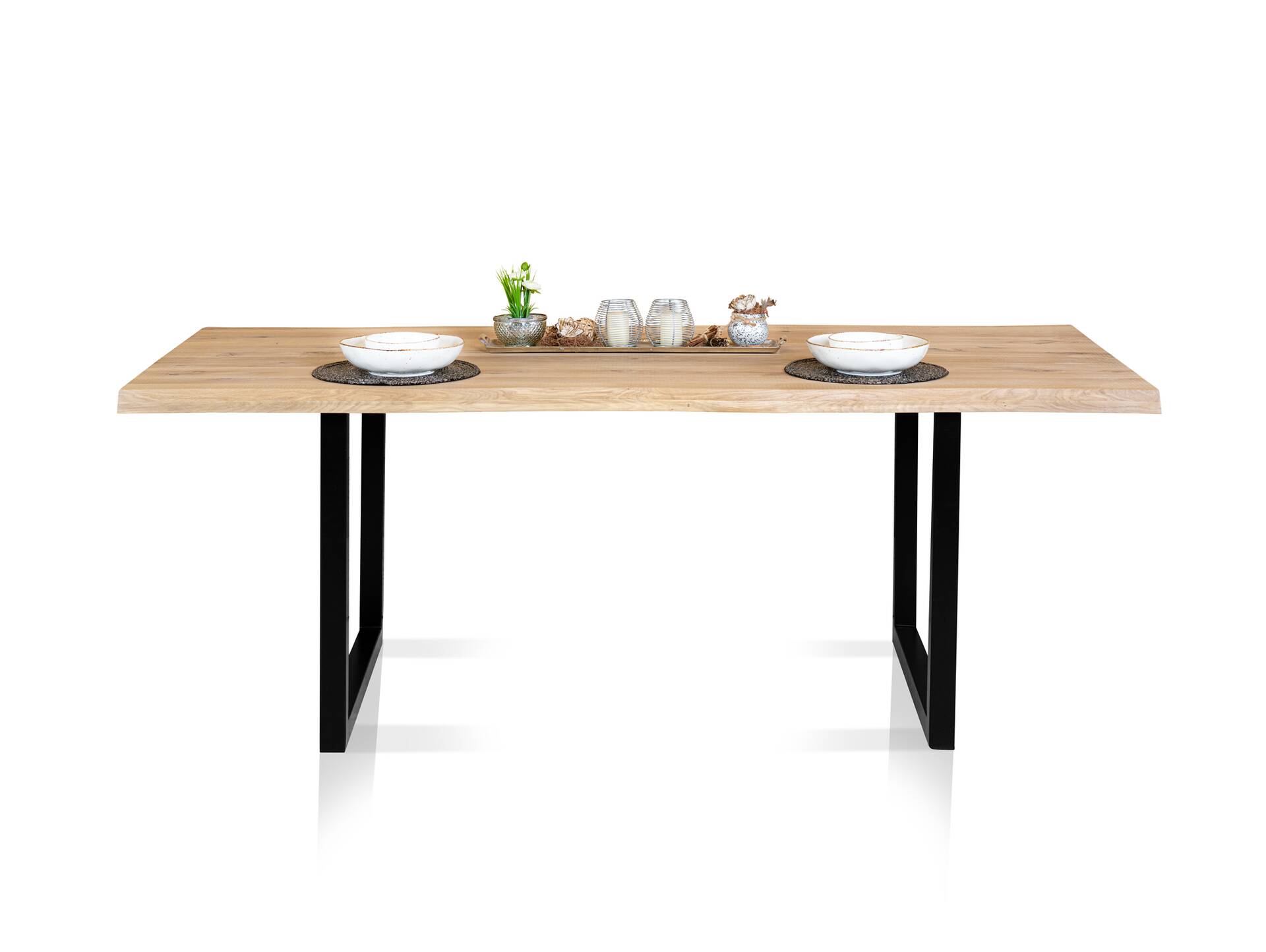 MABON Esstisch 200x100 cm, Material Massivholz, Eiche geölt Baumkante 