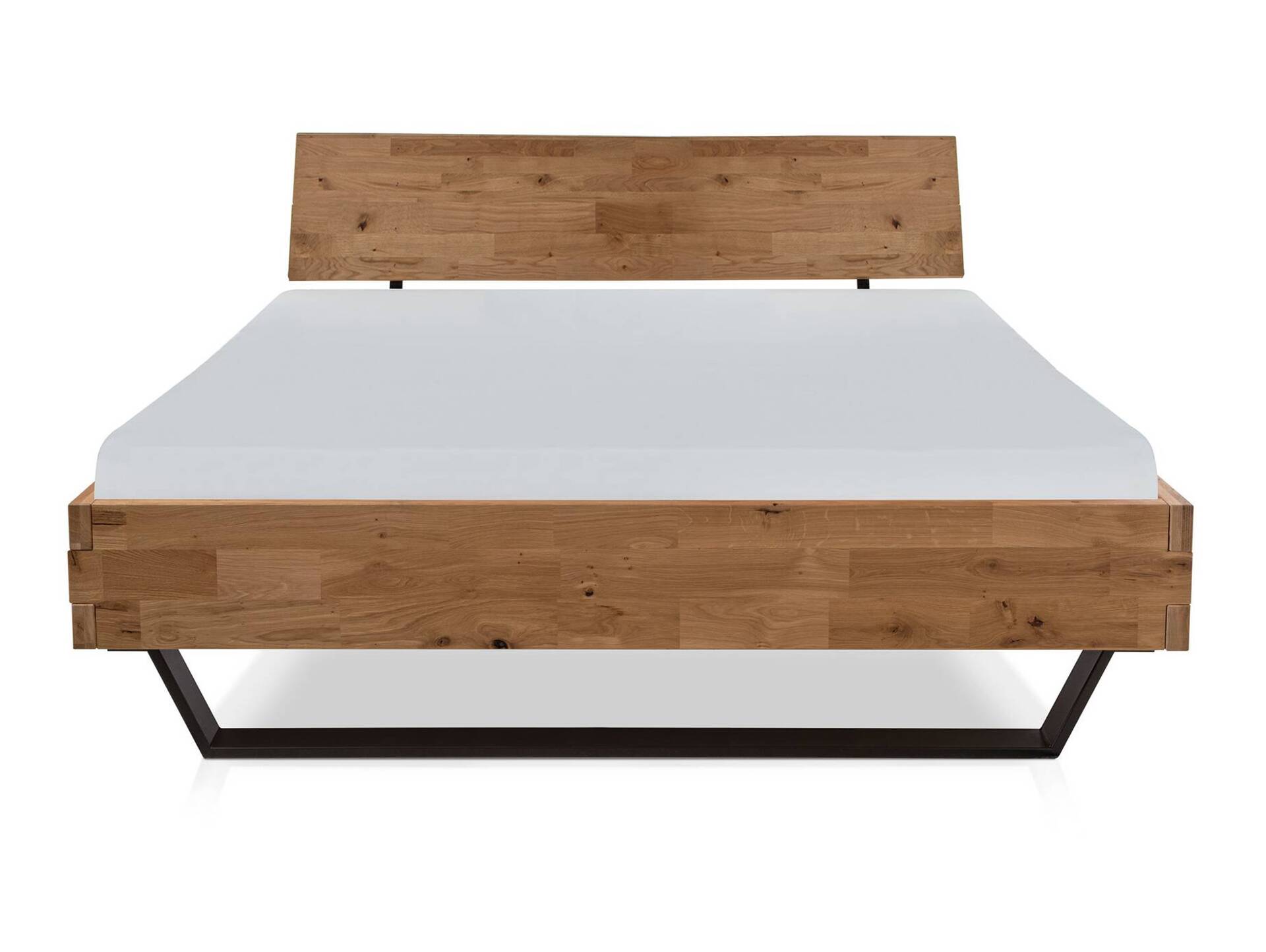 CORDINO Kufenbett aus Eiche, Material Massivholz, mit/ohne Kopfteil 120 x 200 cm | Eiche unbehandelt | gebürstet | mit Kopfteil
