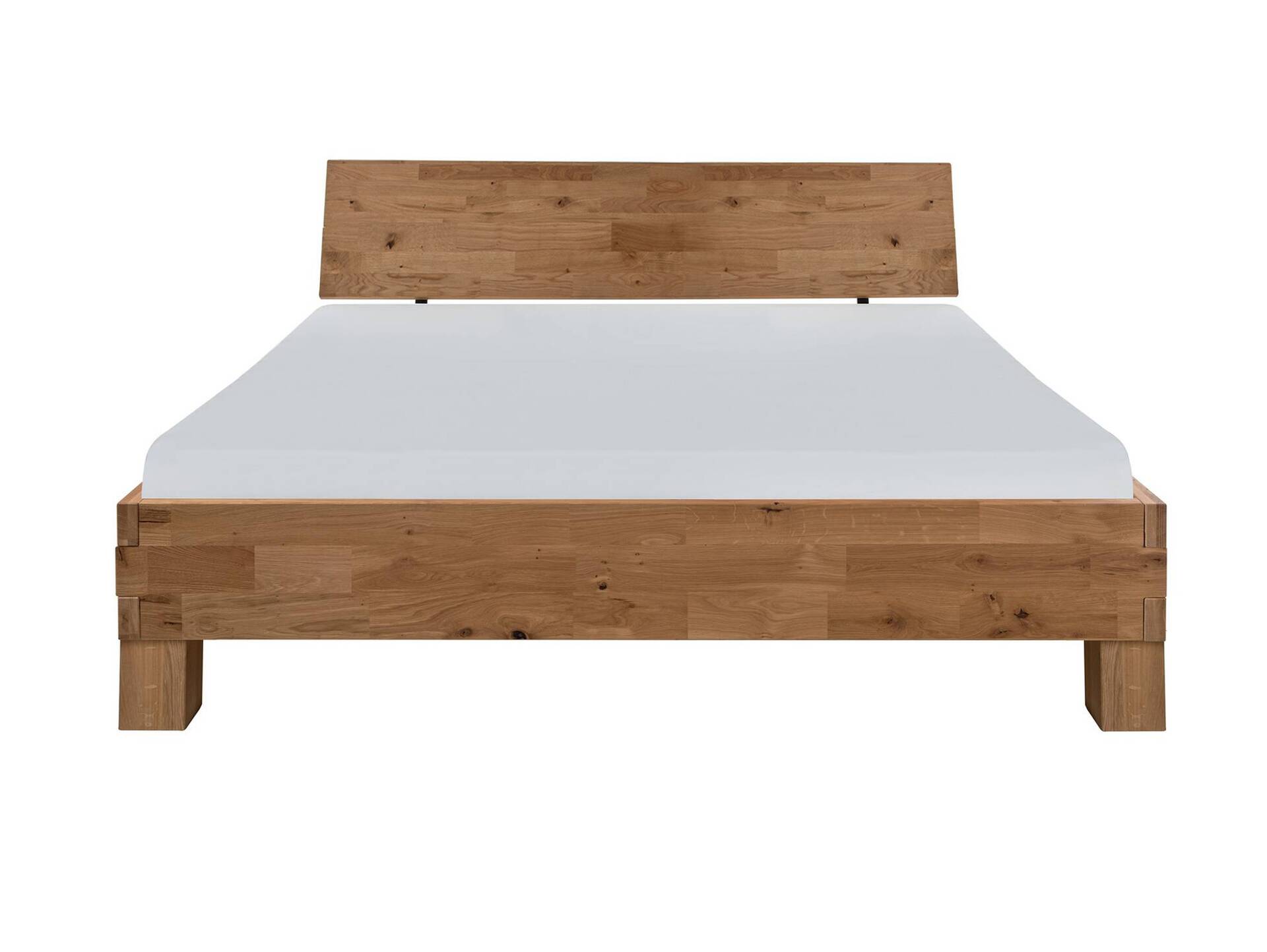 CORDINO 4-Fuß-Bett aus Eiche mit Kopfteil, Material Massivholz 200 x 200 cm | Eiche unbehandelt | gebürstet