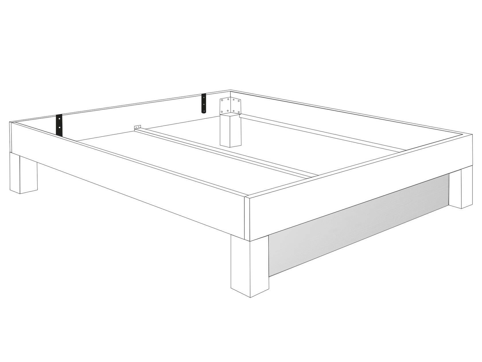 LÖWEN Blende zum 4-Fuß-Bett, Material Massivholz Buche geölt | Standardhöhe | Überlänge