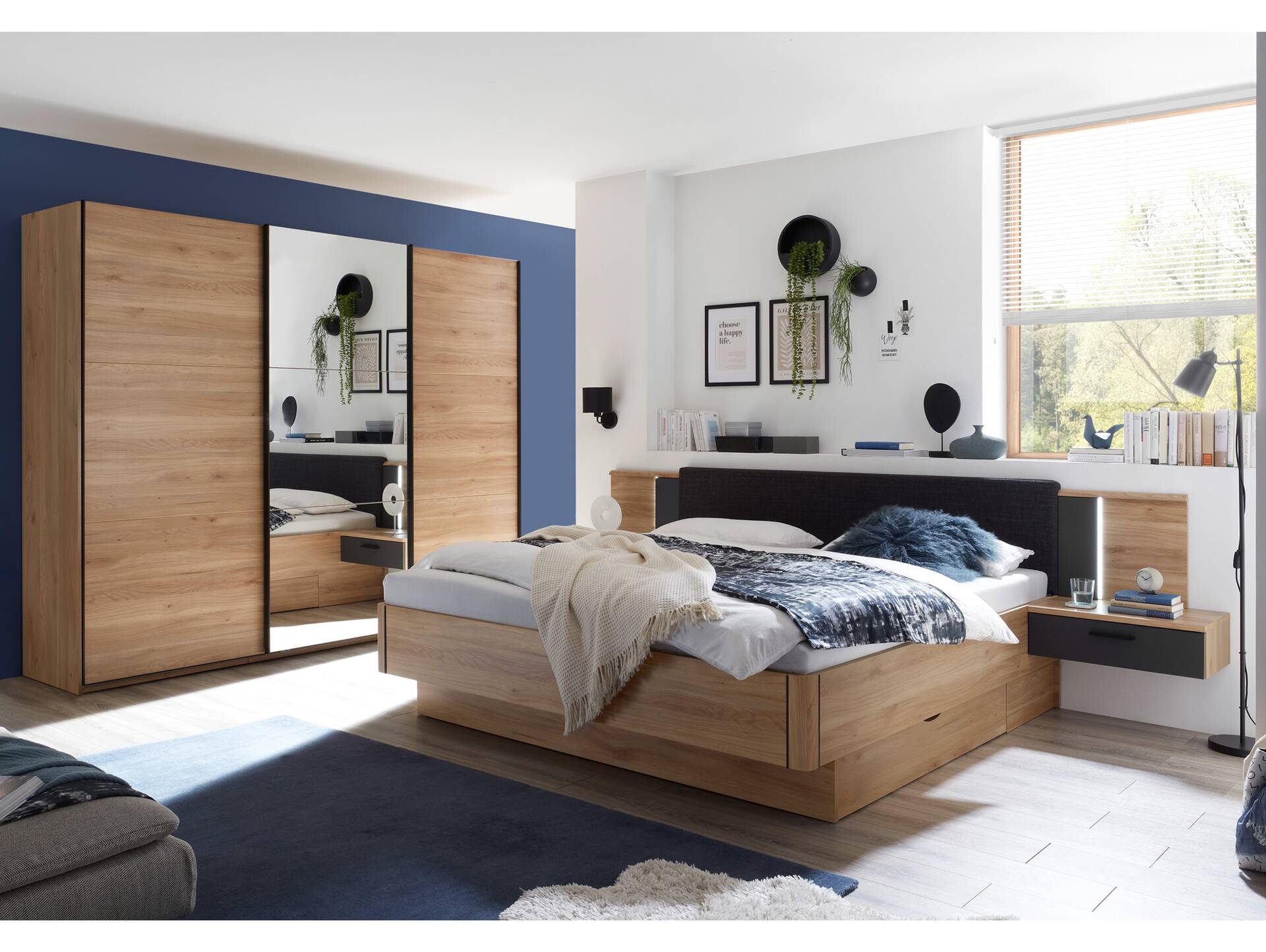 AUCKLAND Schwebetürenschrank, Material Dekorspanplatte Mauvella Oak 