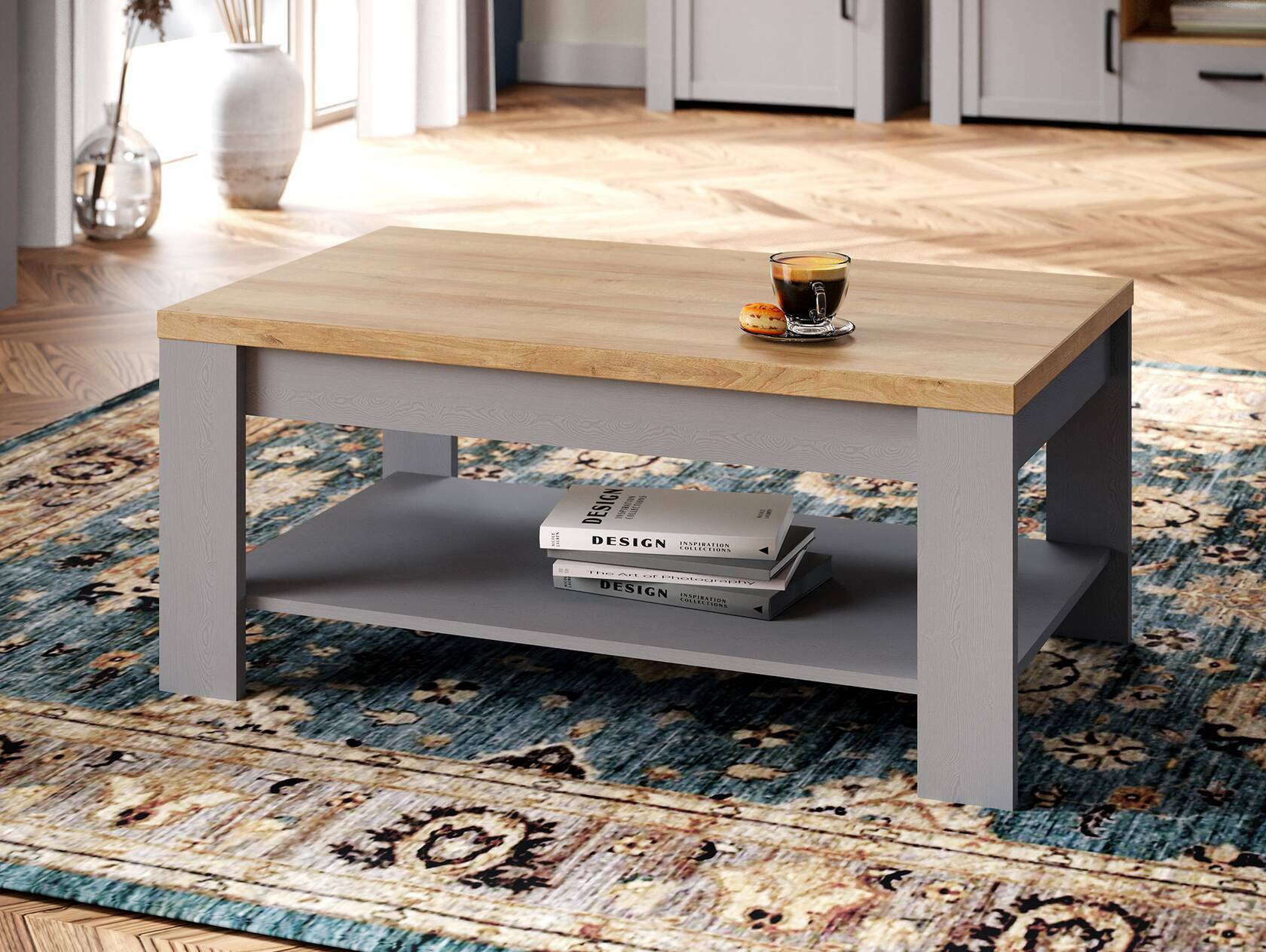 BRISCO Couchtisch, Material Dekorspanplatte, eichefarbig/grau 