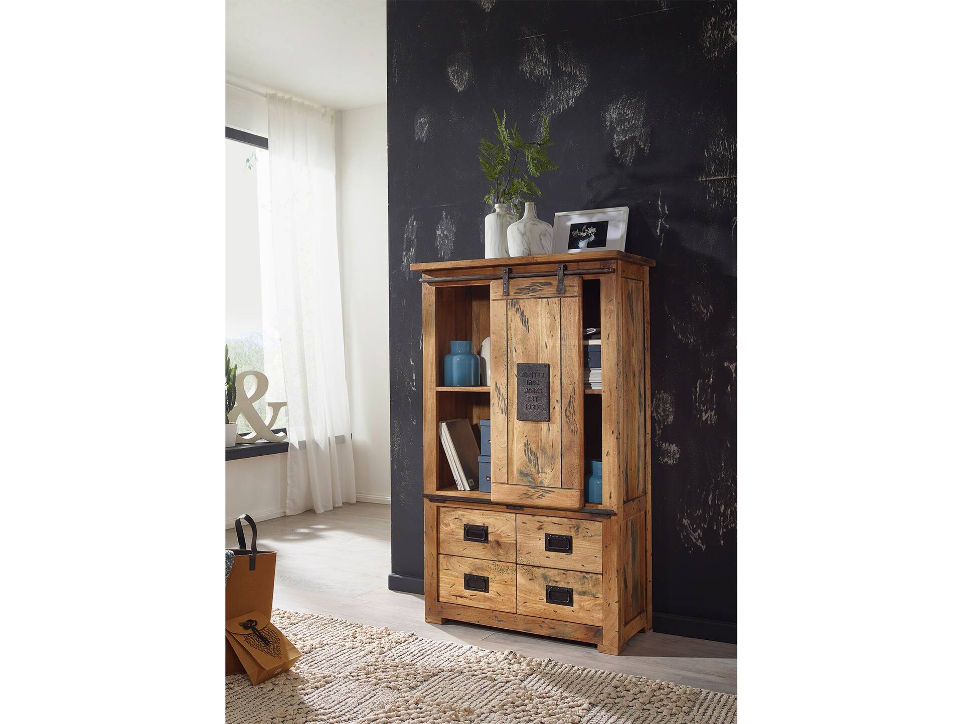 BRISTOL Highboard I, Material Massivholz, Mango rustikal 