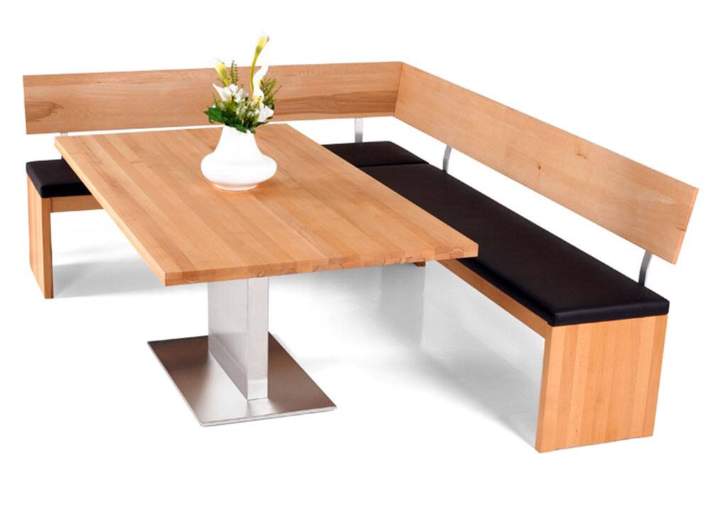 BUENA Säulentisch/Esszimmertisch nach Maß, Material Massivholz/Edelstahl 