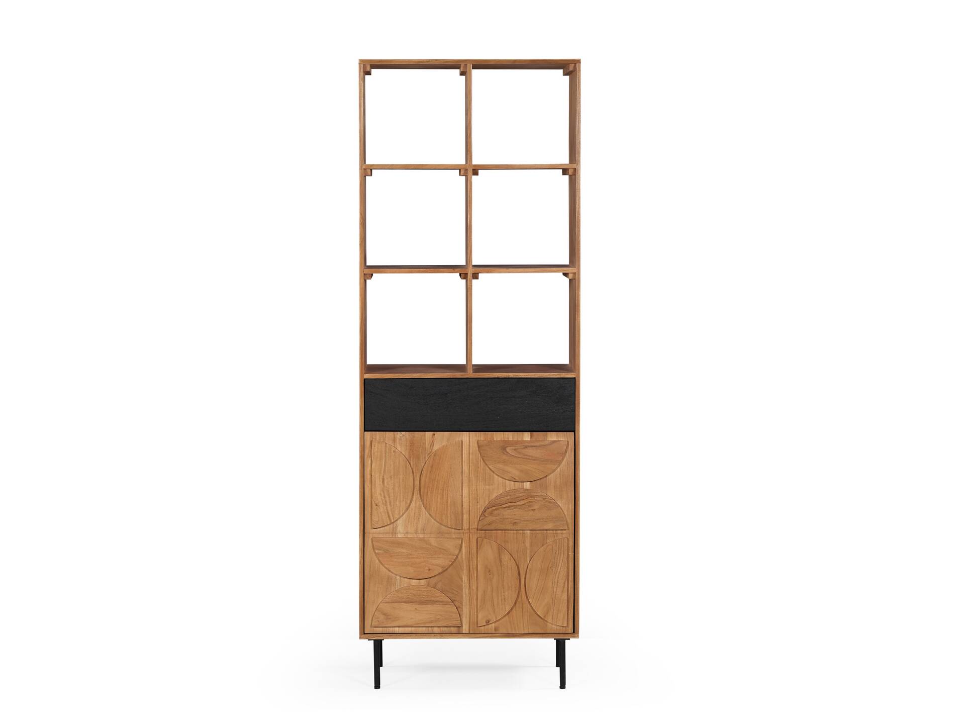 CATANDO Regal, Material Massivholz, Akazie honigfarben/Abs. schwarz 