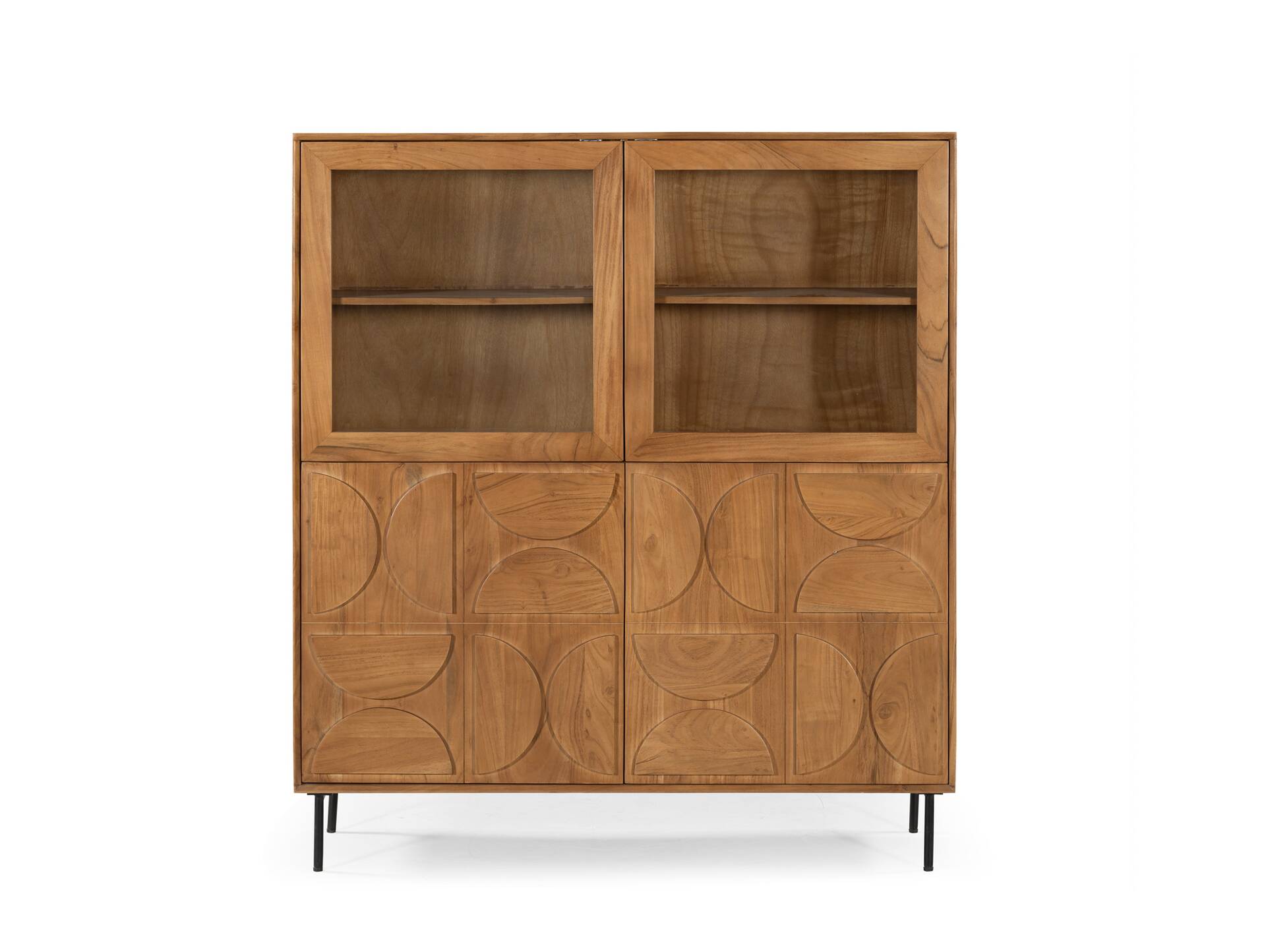 CATANDO Highboard, Material Massivholz, Akazie honigfarben/Abs. schwarz 
