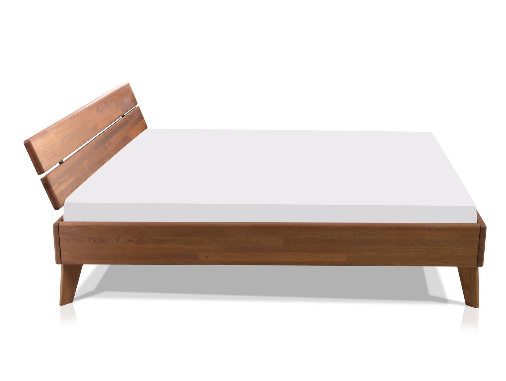 CALIDO 4-Fuß-Bett mit Kopfteil, Material Massivholz 120 x 200 cm | Buche nussbaumfarbig gedämpft | Standardhöhe