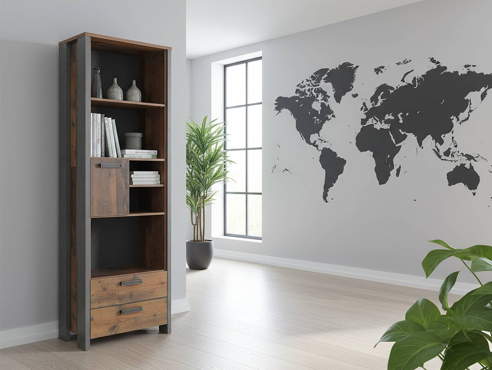 CASSIA Regal, Material Dekorspanplatte, Old Wood Vintage/betonfarbig 