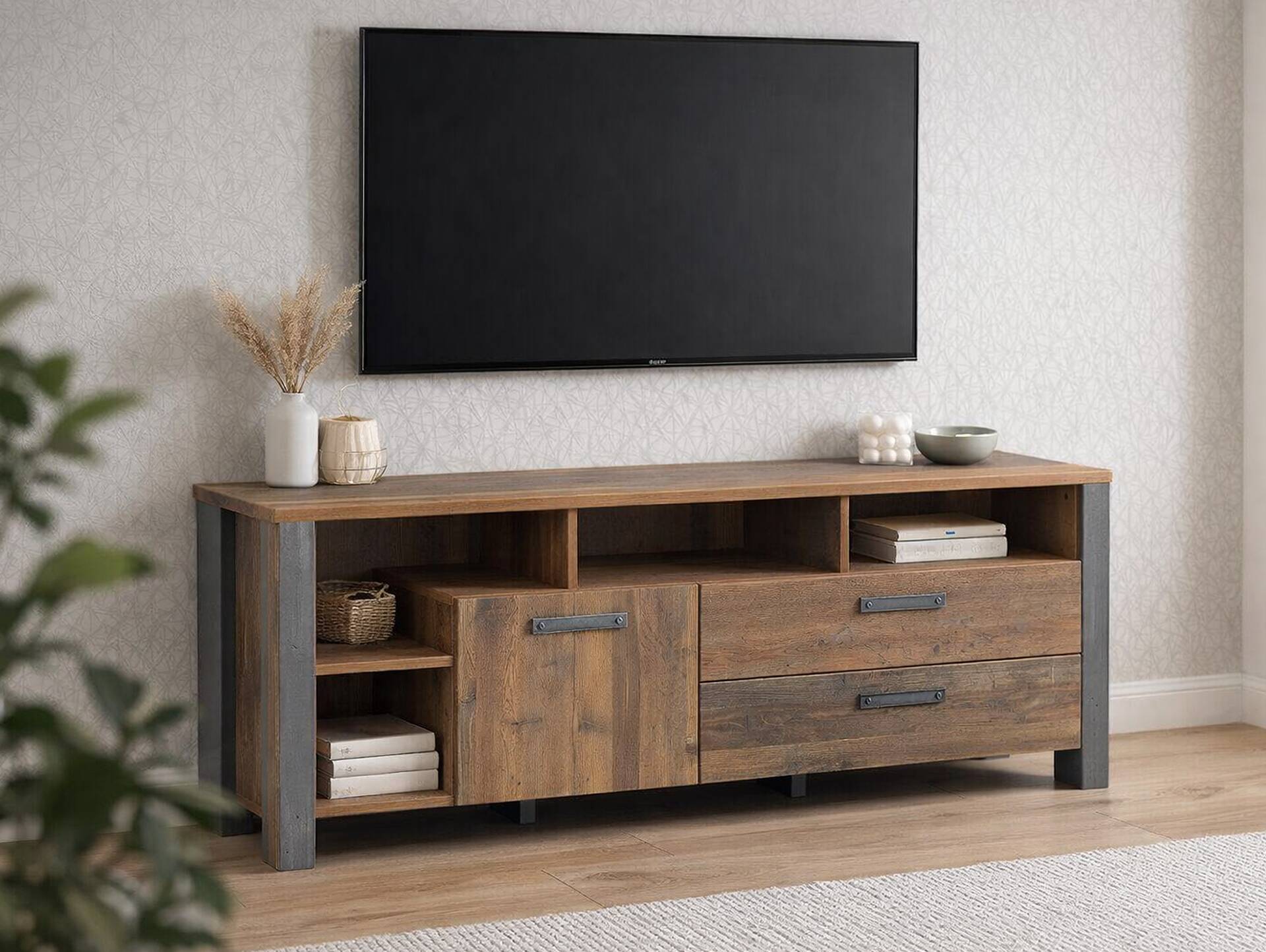 CASSIA TV-Unterteil, Material Dekorspanplatte, Old Wood Vintage/betonfarbig 