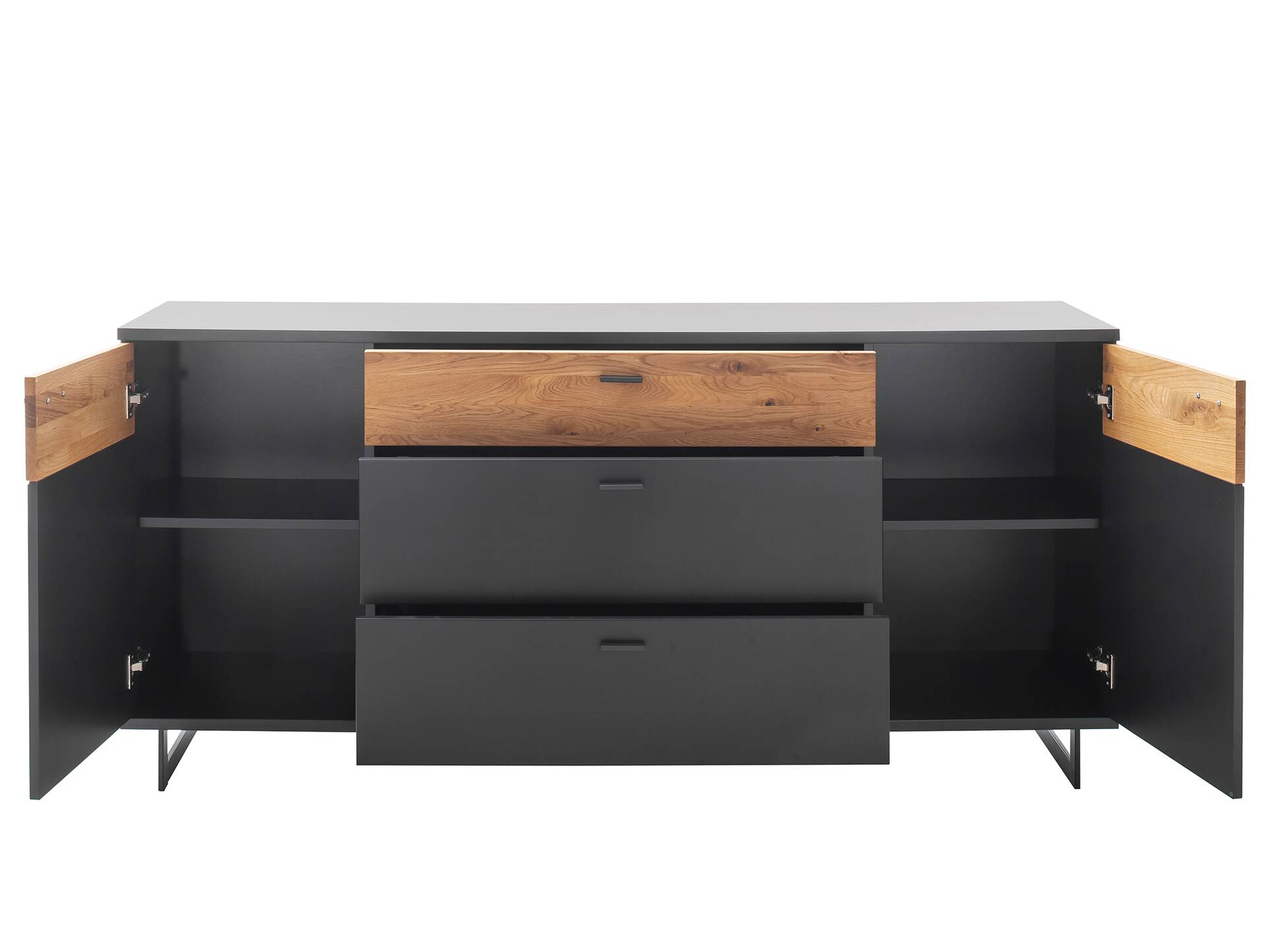 CESCO Sideboard, Material MDF, anthrazitfarbig/Absetzung Wildeiche massiv 