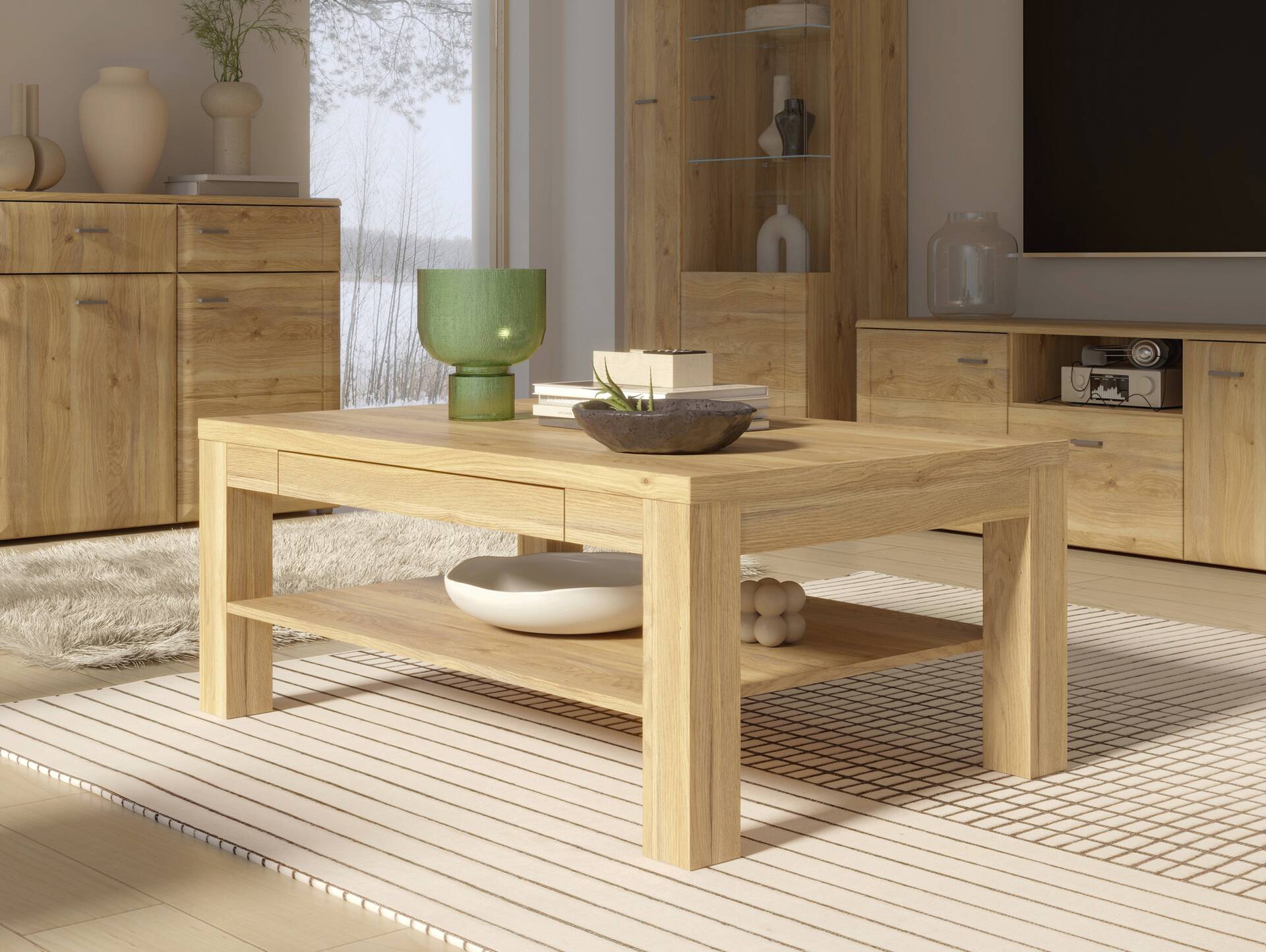 AURELIO Couchtisch, Material Dekorspanplatte, Mauvella Eiche Nachbildung 