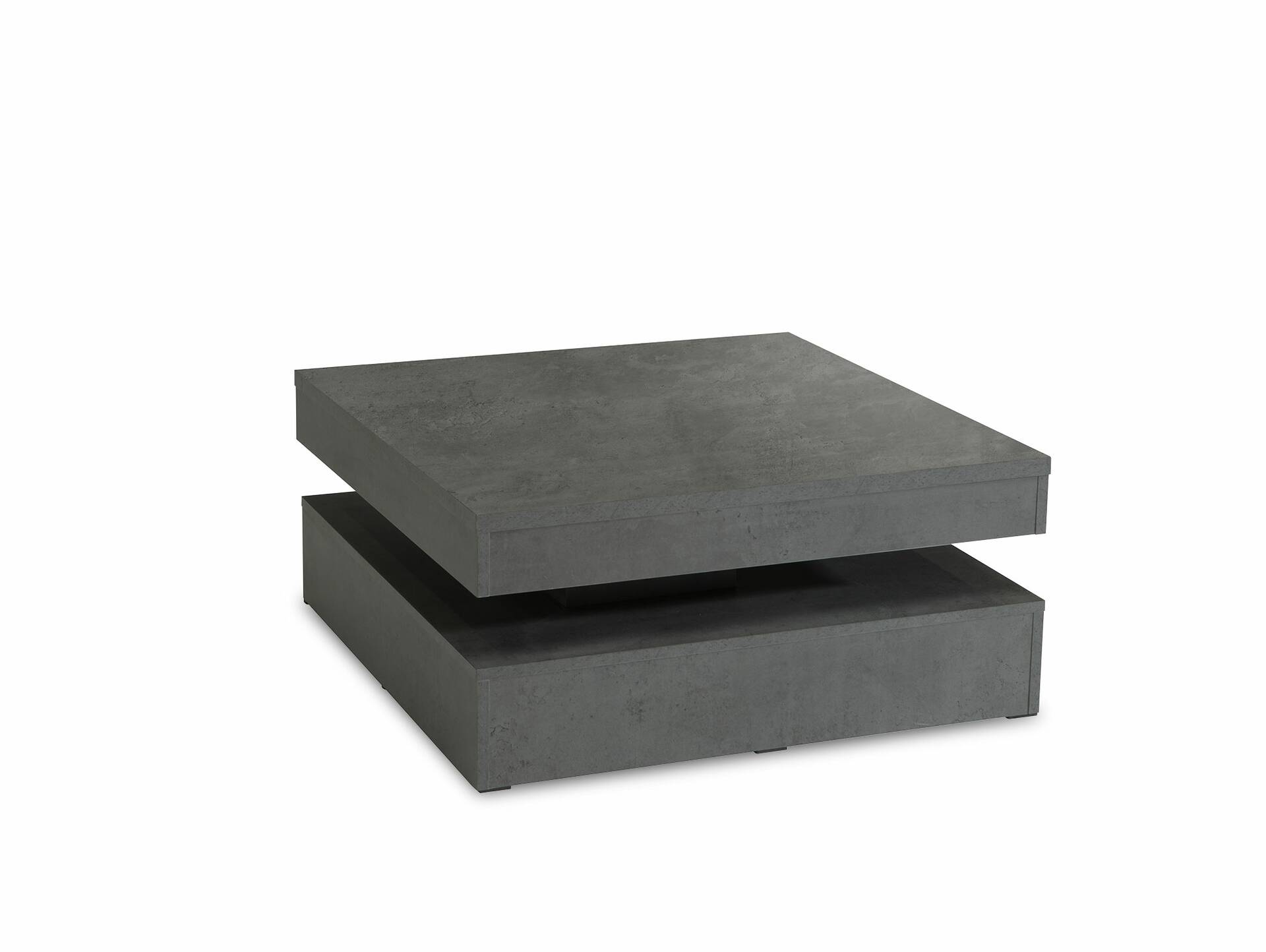 PARLA Couchtisch quadratisch mit Drehmechanismus, Material Dekorspanplatte betonfarbig dunkel
