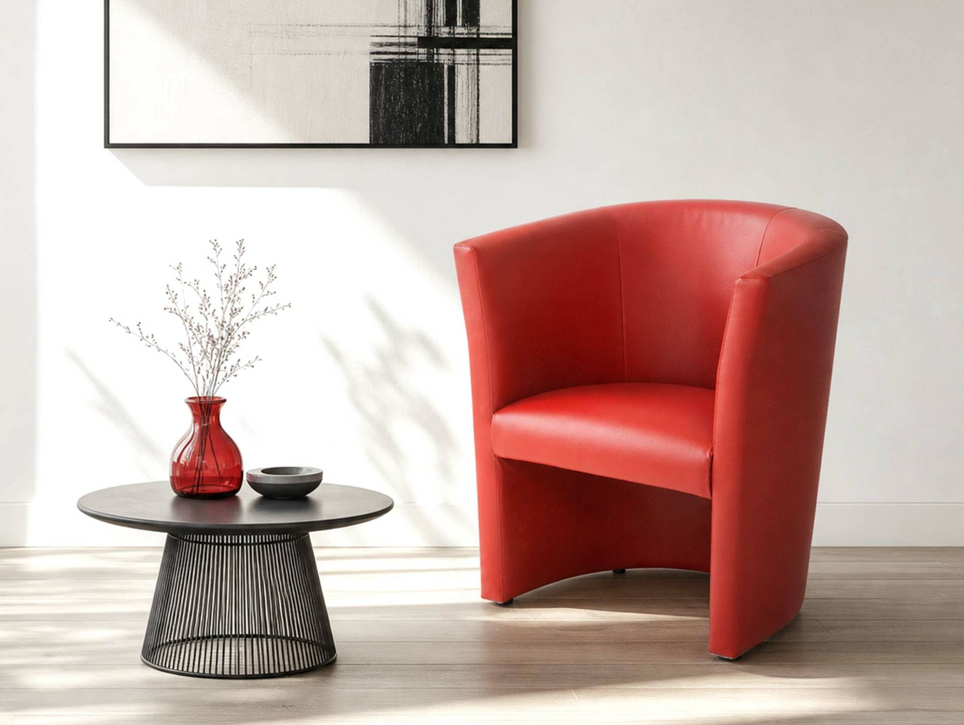 CHARLY Sessel / Cocktailsessel im Lederlook, Material Kunstleder rot