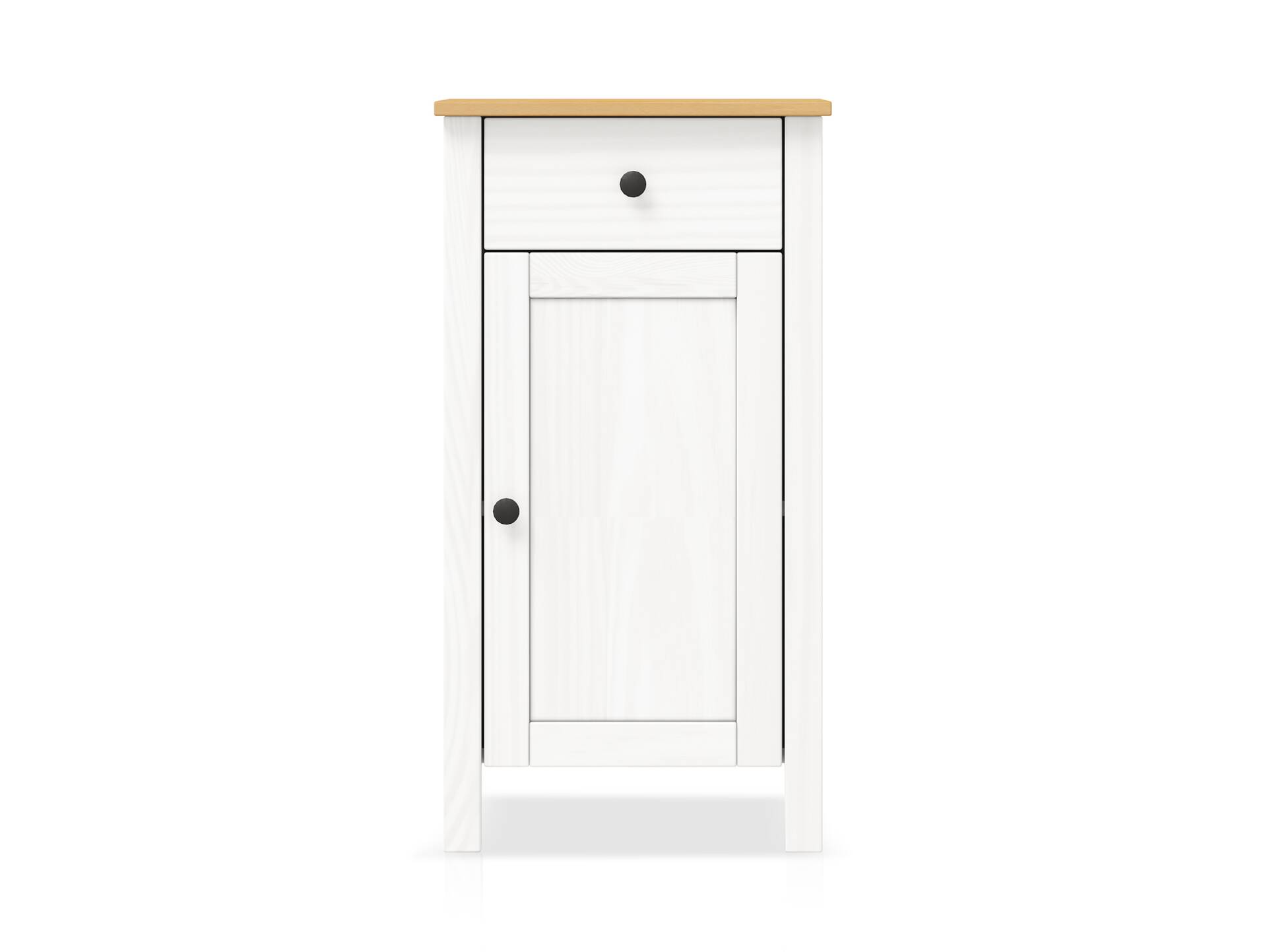 PARIS Badezimmer Kommode, Material Massivholz Kiefer weiß/Buchefarbig