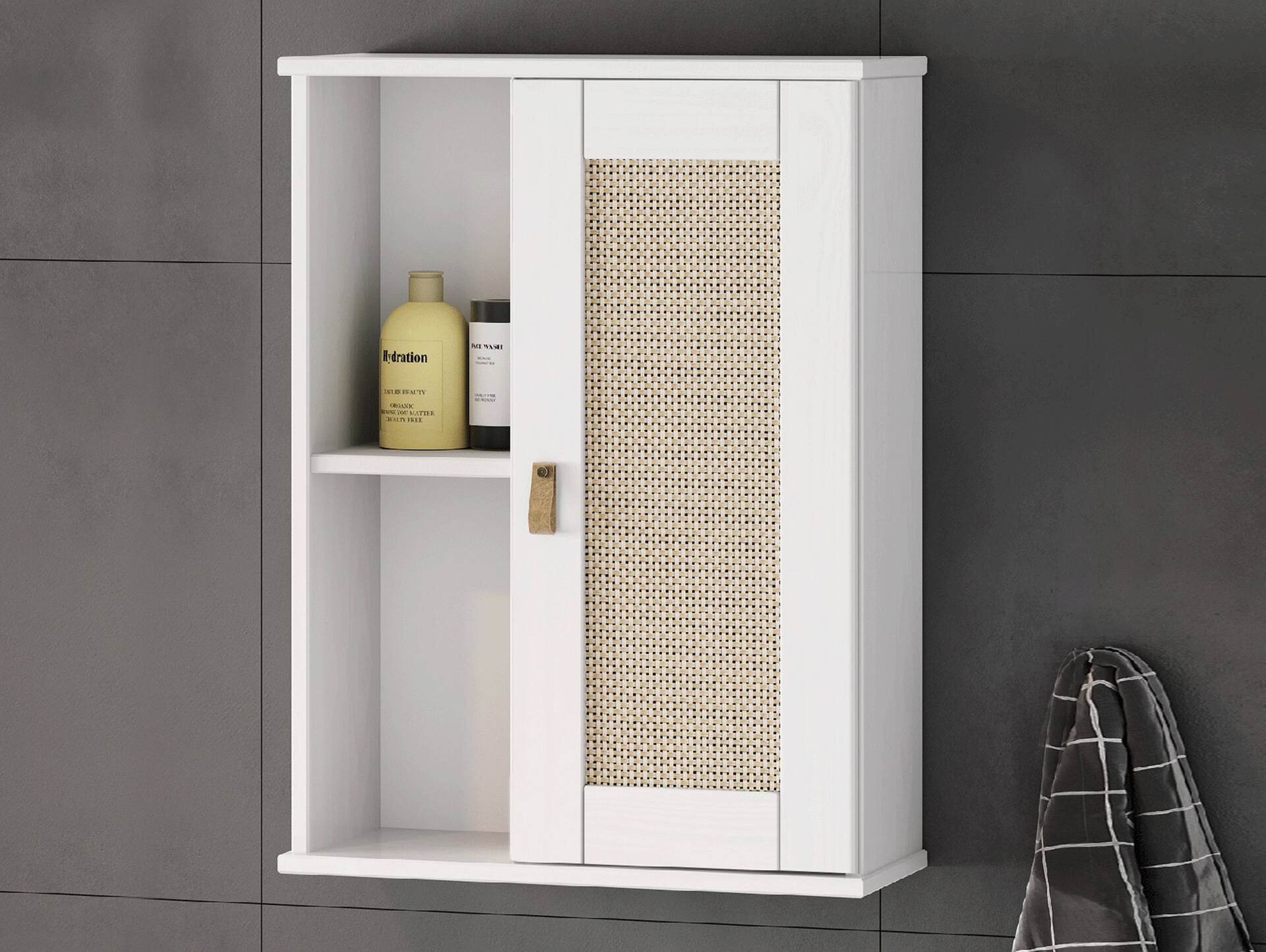 CINOY Hängeelement fürs Badezimmer, Material Massivholz, Kiefer lackiert weiss