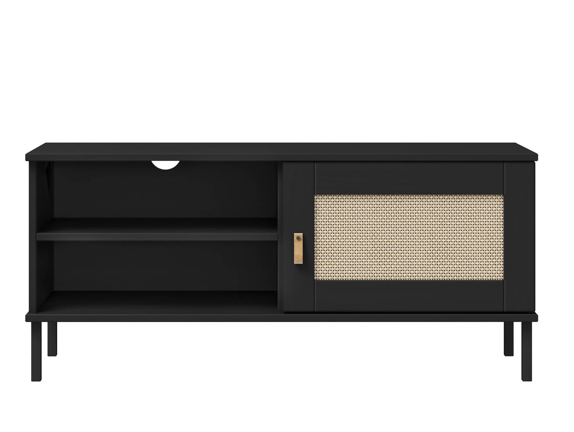 CINOY TV-Board I, Material Massivholz, Kiefer lackiert schwarz