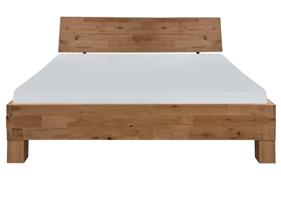 CORDINO 4-Fuß-Bett aus Eiche mit Kopfteil, Material Massivholz 200 x 220 cm | Eiche lackiert | gebürstet