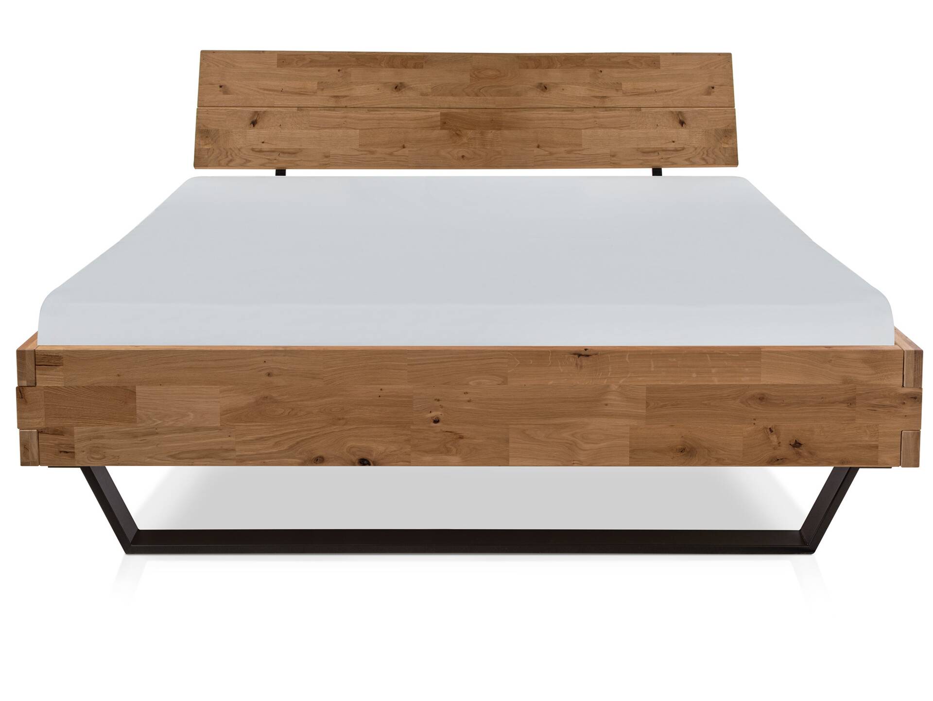 CORDINO Kufenbett aus Eiche, Material Massivholz, mit/ohne Kopfteil 120 x 200 cm | Eiche unbehandelt | gebürstet | mit Kopfteil