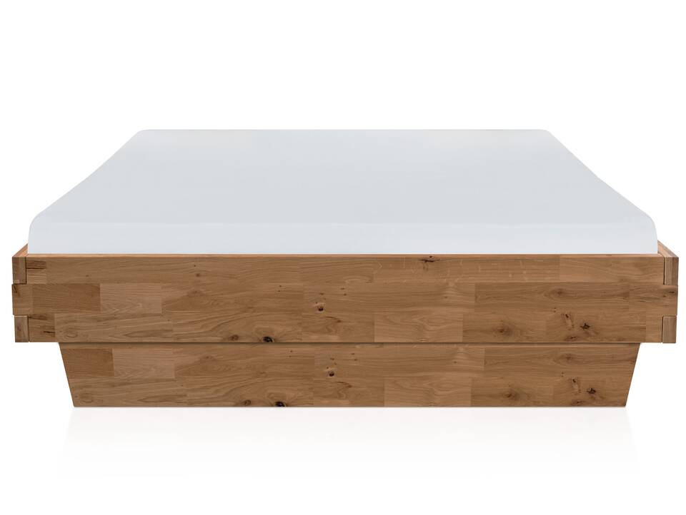 CORDINO Wangenbett aus Eiche, Material Massivholz, mit/ohne Kopfteil 120 x 200 cm | Eiche unbehandelt | gebürstet | ohne Kopfteil