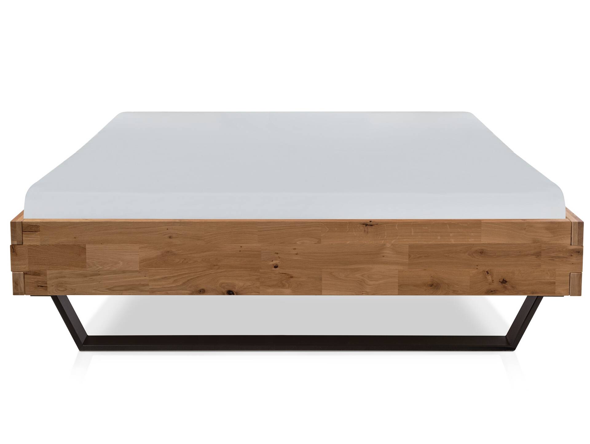 CORDINO Kufenbett aus Eiche, Material Massivholz, mit/ohne Kopfteil 160 x 220 cm | Eiche unbehandelt | gebürstet | ohne Kopfteil