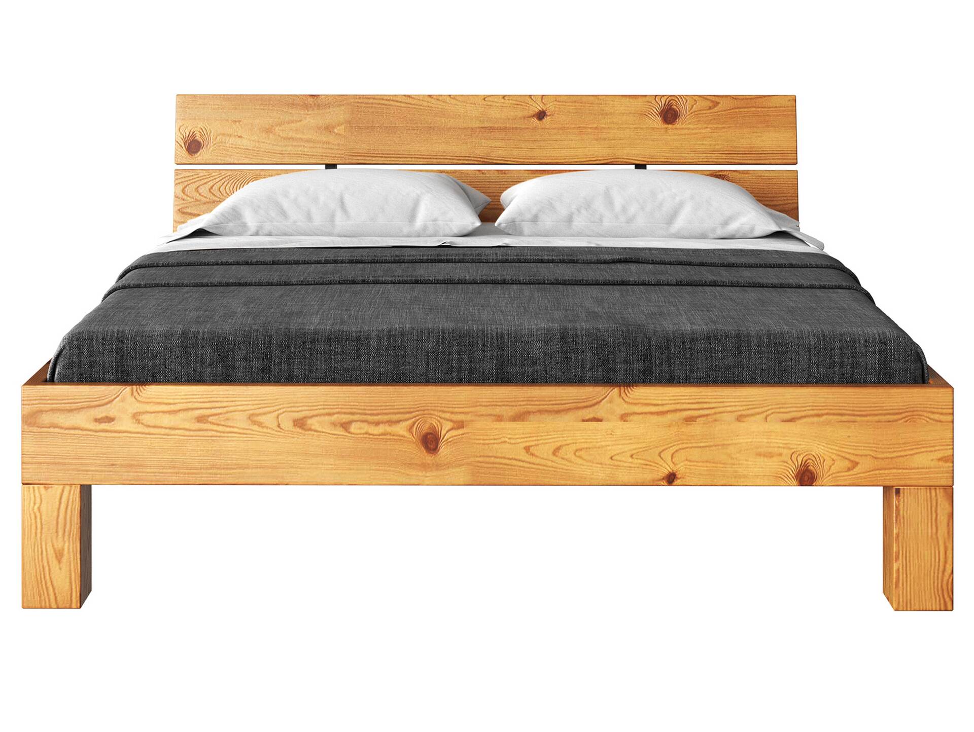 CURBY 4-Fuß-Bett mit Kopfteil, Material Massivholz, rustikale Altholzoptik, Fichte 160 x 200 cm | natur | Standardhöhe