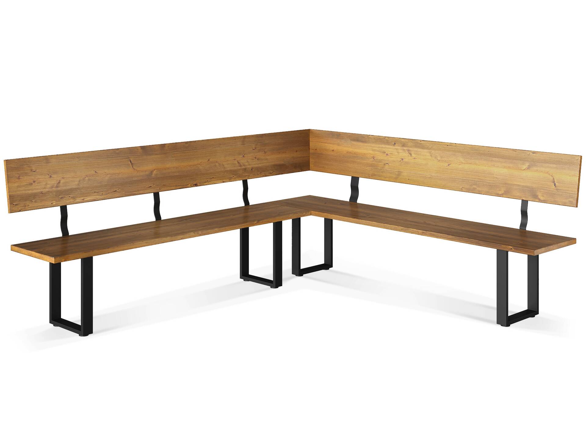 CURBY Eckbank, rustikale Altholzoptik, Material Massivholz, Fichte gebürstet 167 x 256 cm | vintage | inklusive Sitzkissen braun