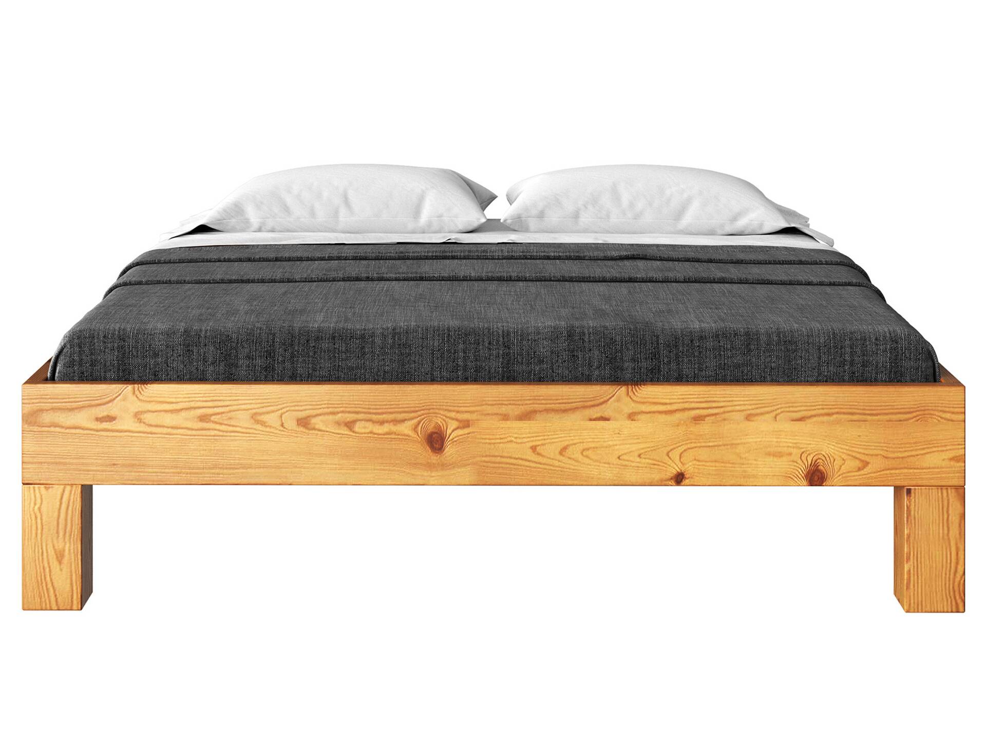 CURBY 4-Fuß-Bett ohne Kopfteil, Material Massivholz, rustikale Altholzoptik, Fichte 90 x 200 cm | natur | Standardhöhe