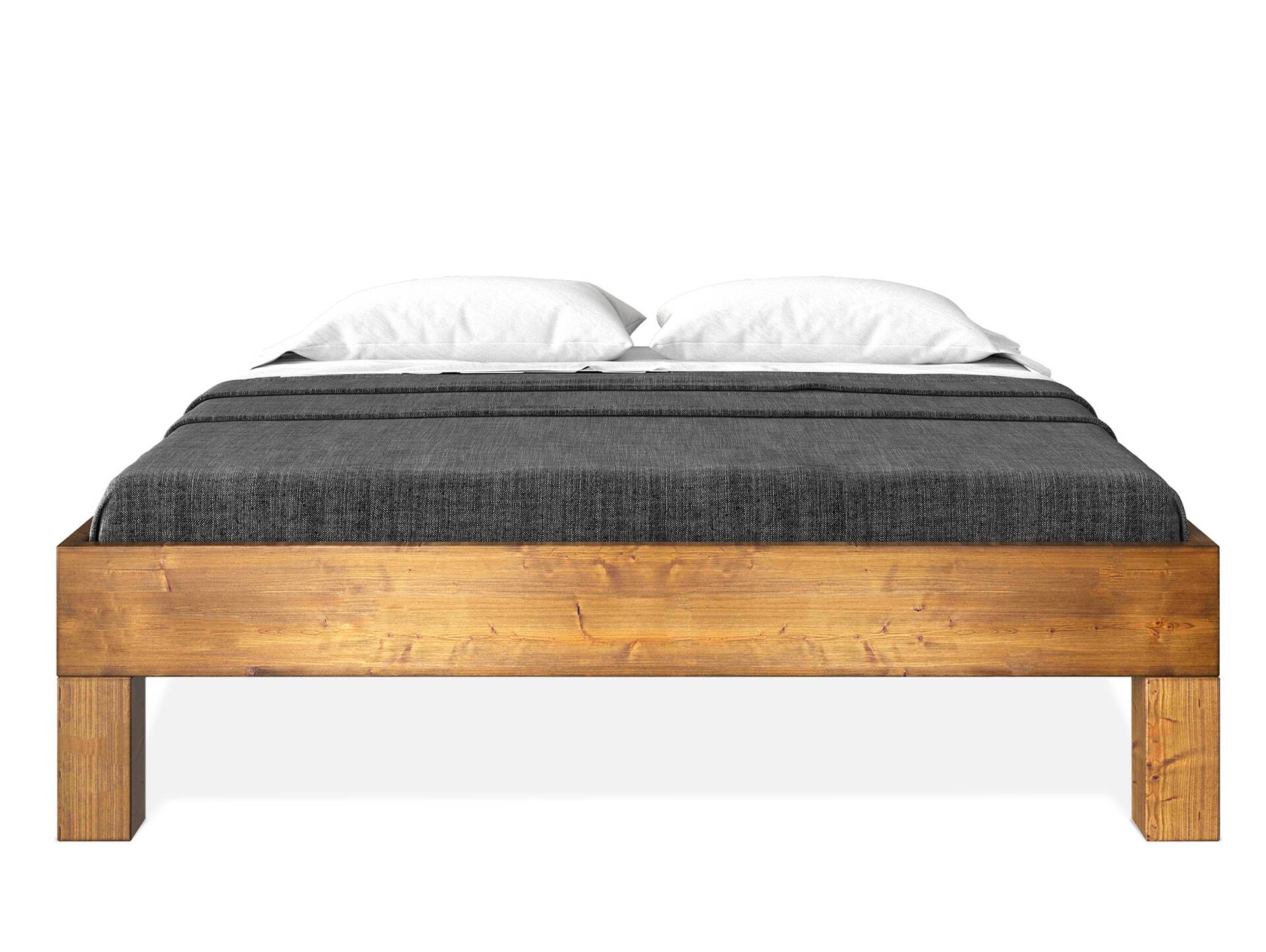 CURBY 4-Fuß-Bett ohne Kopfteil, Material Massivholz, rustikale Altholzoptik, Fichte 90 x 200 cm | vintage | Standardhöhe