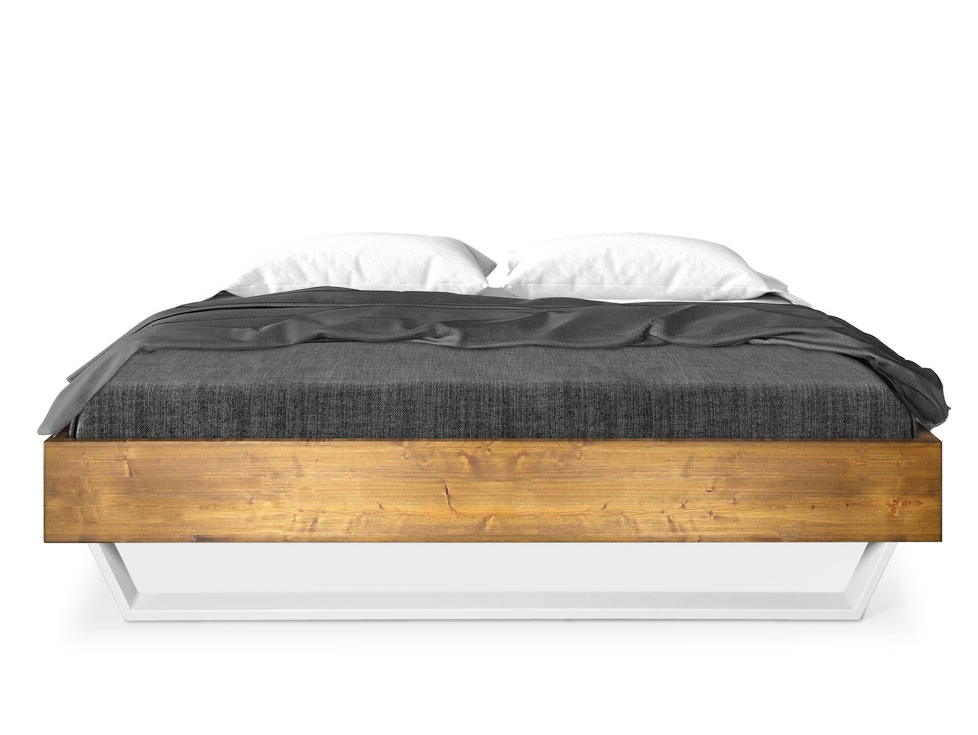 CURBY Kufenbett ohne Kopfteil, Material Massivholz, rustikale Altholzoptik, Kufen weiss 90 x 200 cm | vintage