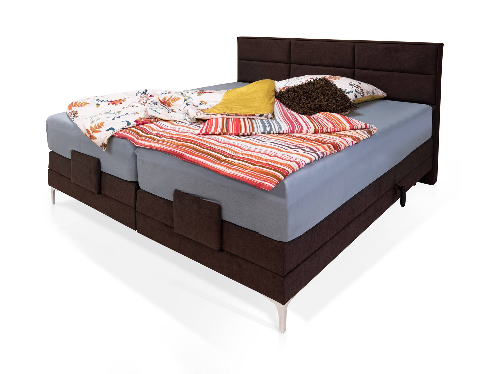 DARINO Boxspringbett mit Motor inkl. Topper, Härtegrad 3 180 x 200 cm | Dunkelbraun