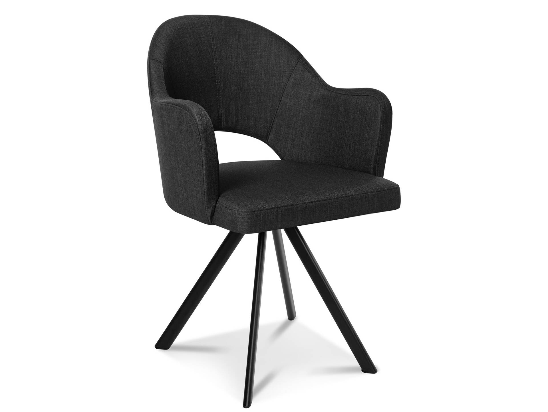 DOLORA 2er SET Schalenstühle, Gestell Eisen schwarz ohne Drehfunktion | Stoff | anthrazit