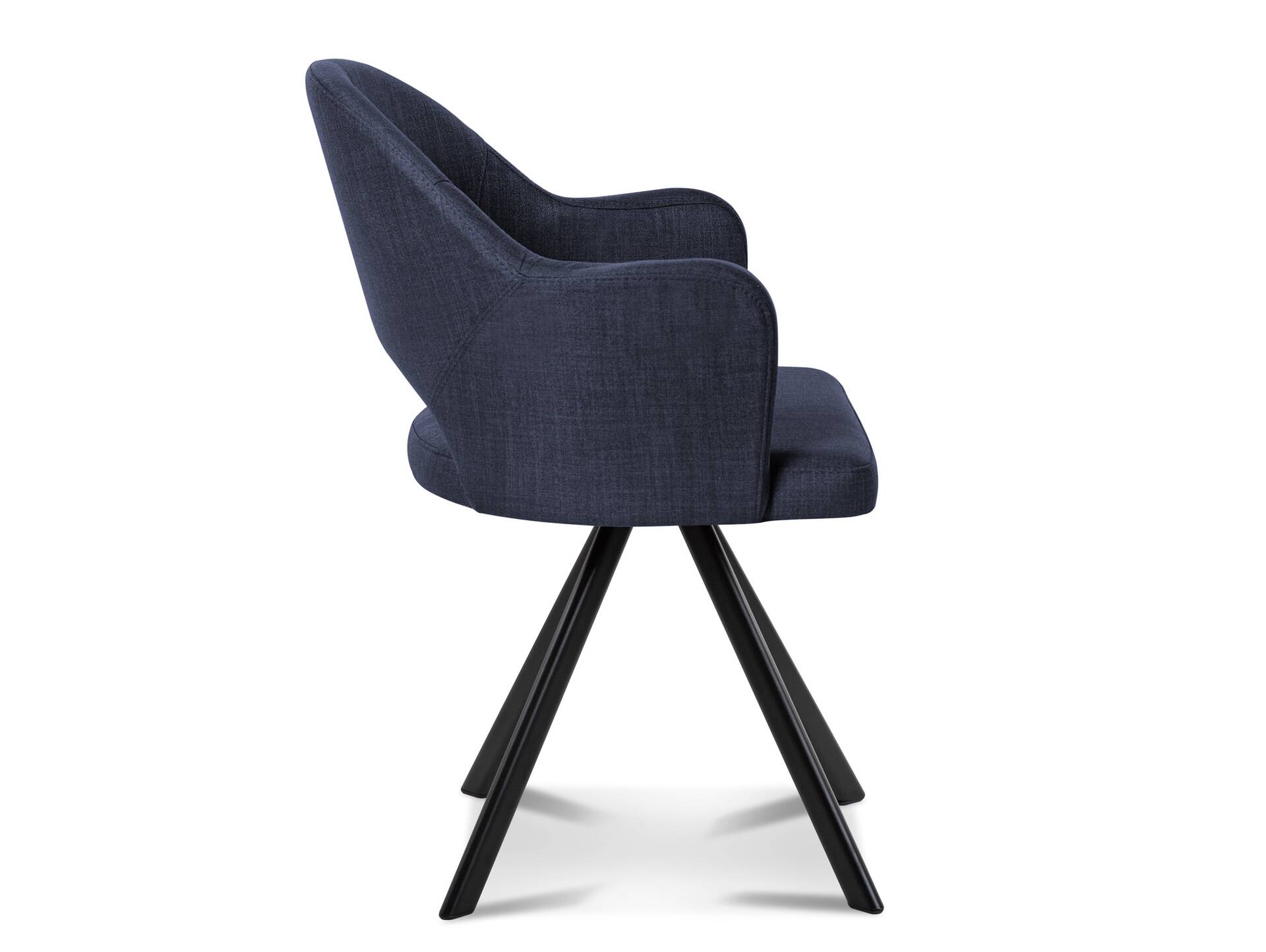 DOLORA 2er SET Schalenstühle, Gestell Eisen schwarz ohne Drehfunktion | Stoff | blau