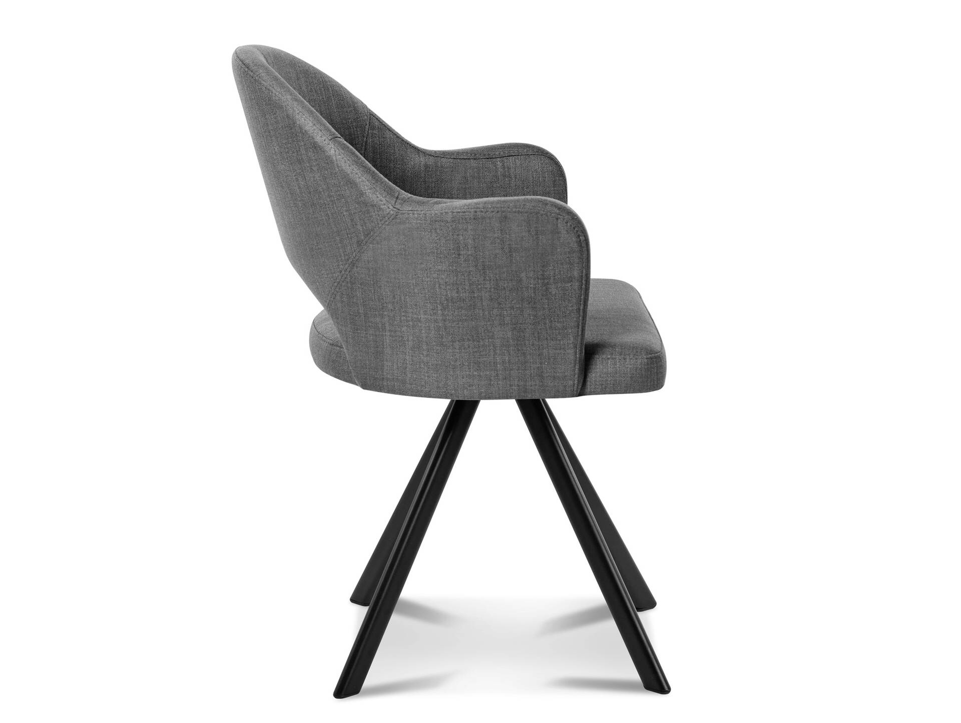 DOLORA 2er SET Schalenstühle, Gestell Eisen schwarz ohne Drehfunktion | Stoff | grau