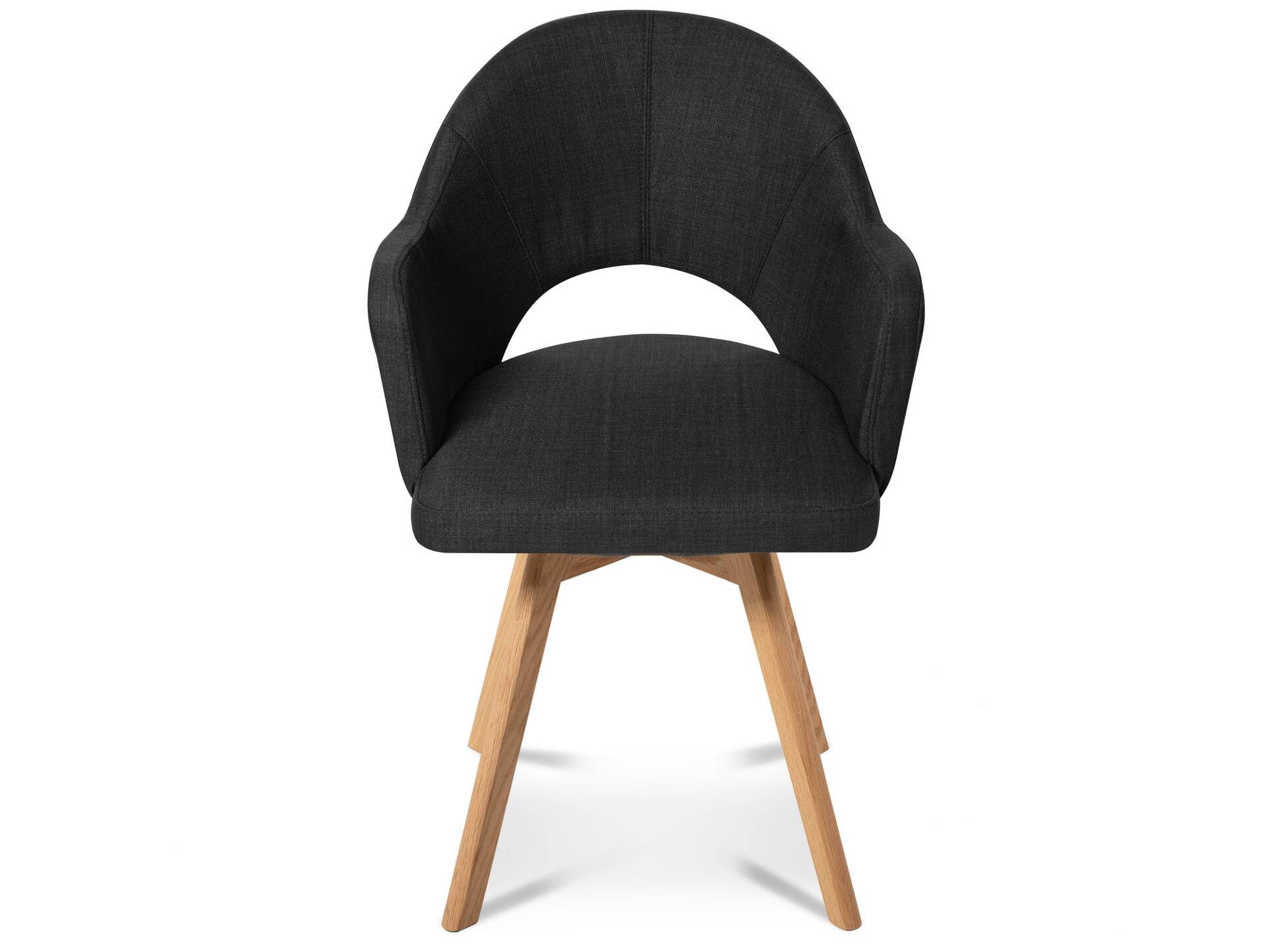 DOLORA 2er SET Schalenstühle, Gestell Massivholz ohne Drehfunktion | Stoff | anthrazit