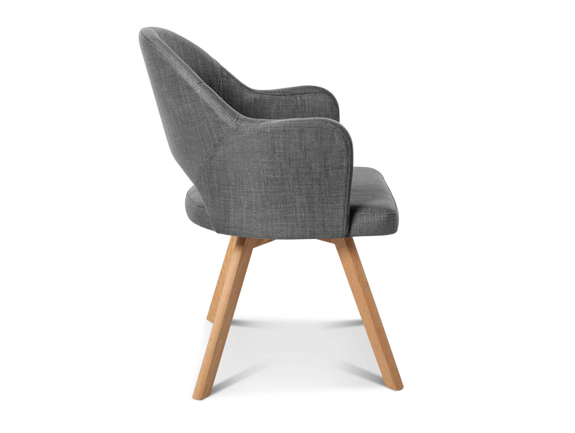DOLORA 2er SET Schalenstühle, Gestell Massivholz ohne Drehfunktion | Stoff | grau