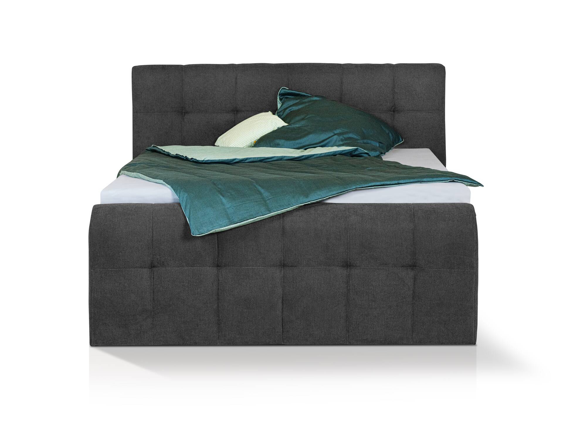 ARTEMIS NEW Boxspringbett, Material Stoff 160 x 200 cm | Anthrazit | Härtegrad 2