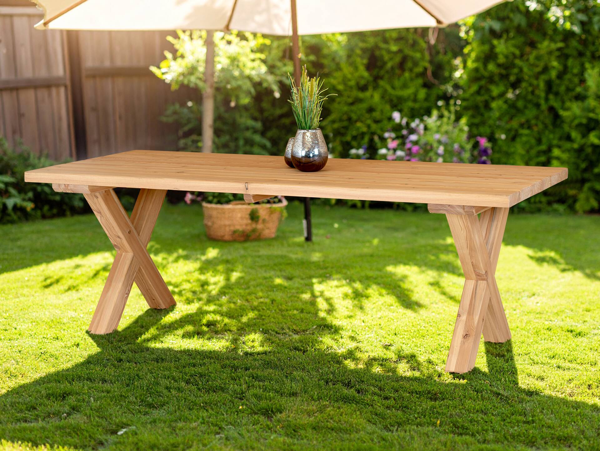 CANCUN PLUS Esstisch / Gartentisch, Material Massivholz, Lärche 200 x 100 cm | Natur